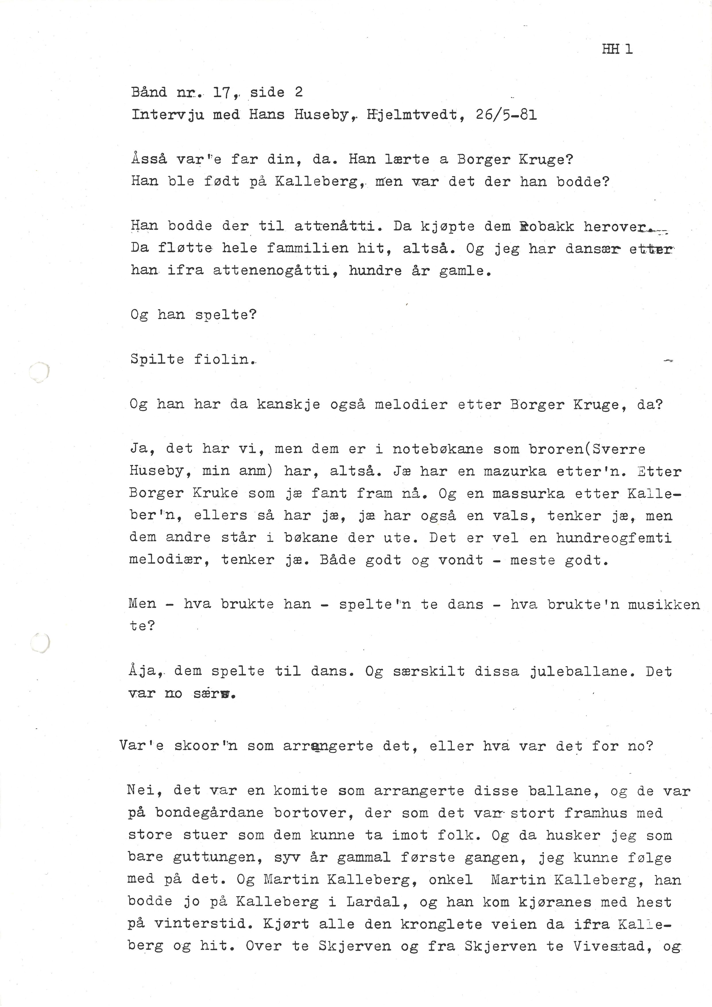 Sa 16 - Folkemusikk fra Vestfold, Gjerdesamlingen, VEMU/A-1868/I/L0001: Informantregister med intervjunedtegnelser, 1979-1986