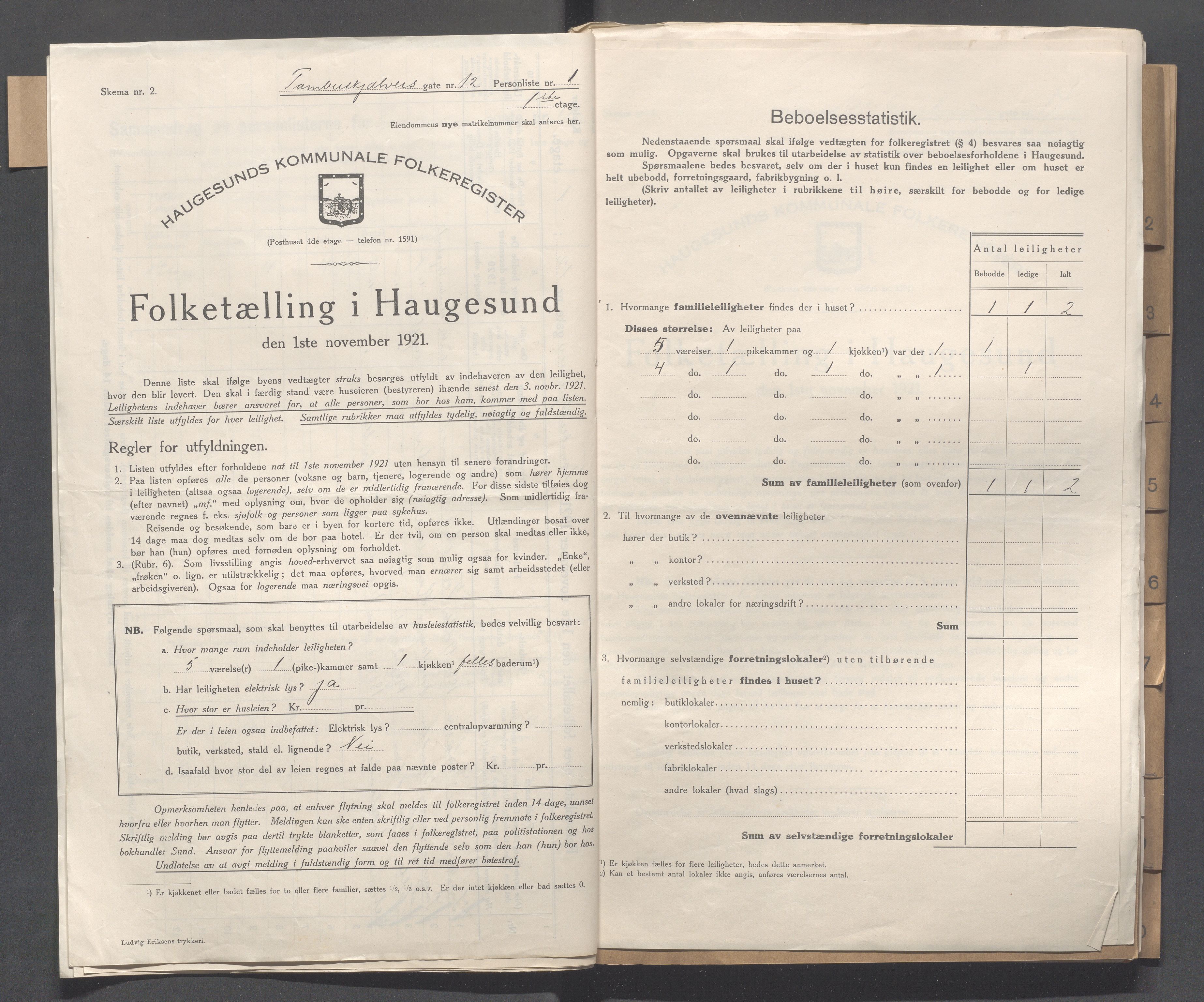 IKAR, Kommunal folketelling 1.11.1921 for Haugesund, 1921, s. 5390