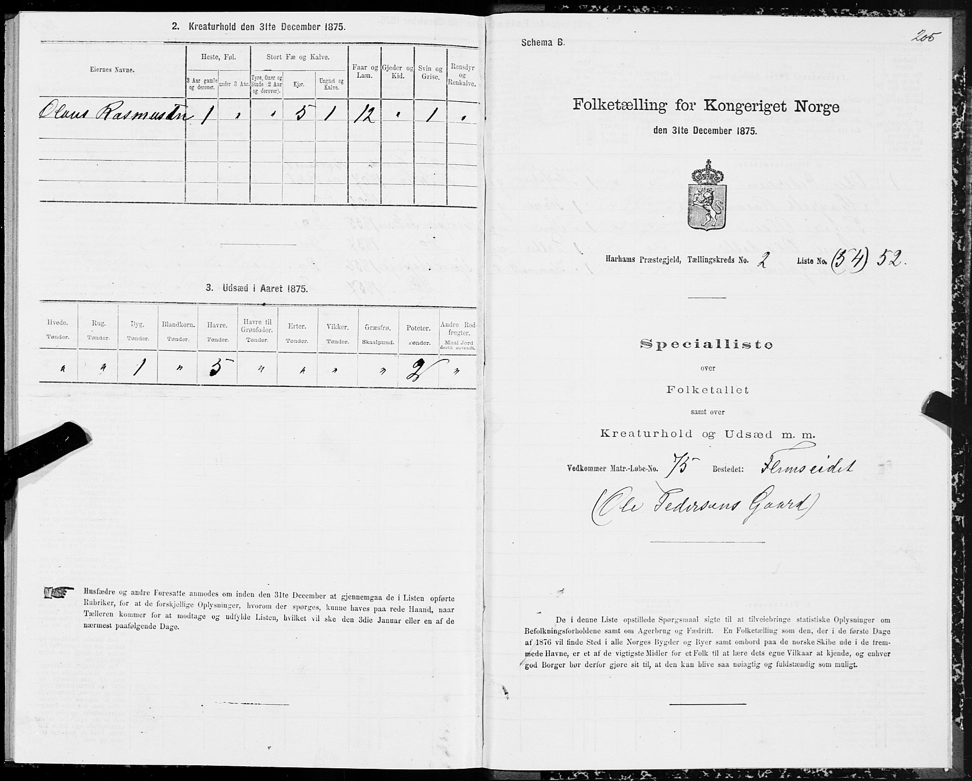 SAT, Folketelling 1875 for 1534P Haram prestegjeld, 1875, s. 1205