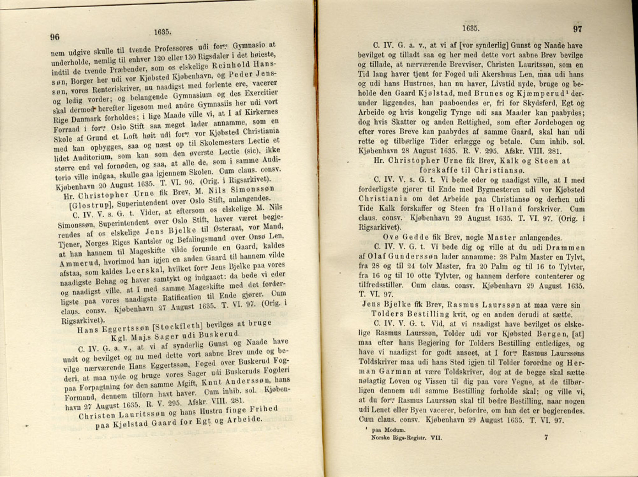 Publikasjoner utgitt av Det Norske Historiske Kildeskriftfond, PUBL/-/-/-: Norske Rigs-Registranter, bind 7, 1635-1640, s. 96-97