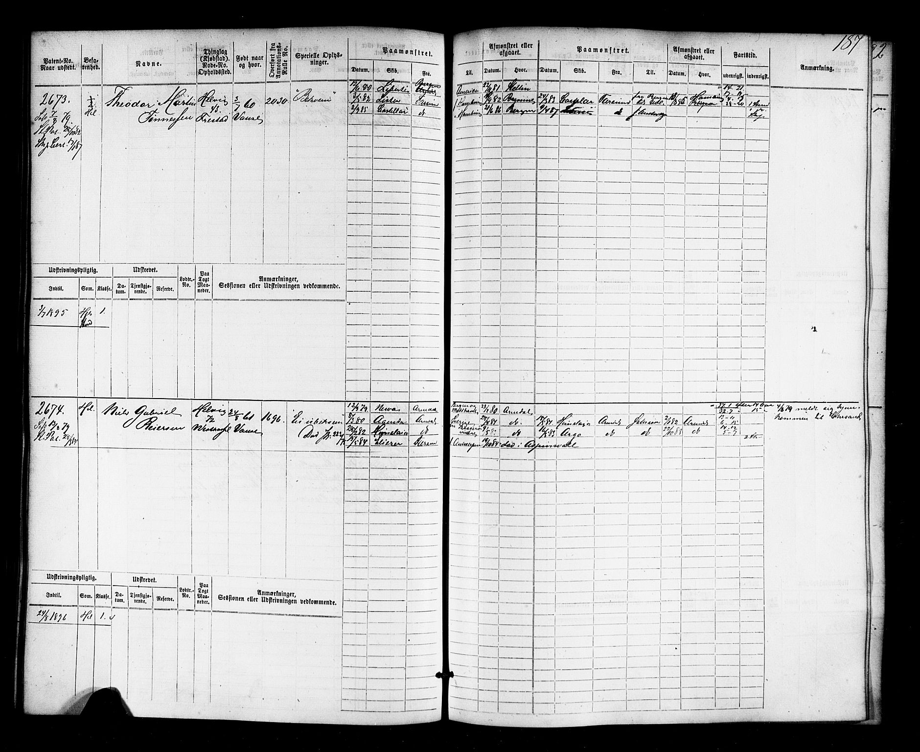 Farsund mønstringskrets, AV/SAK-2031-0017/F/Fb/L0018: Hovedrulle nr 2301-3066, Z-10, 1875-1914, s. 192