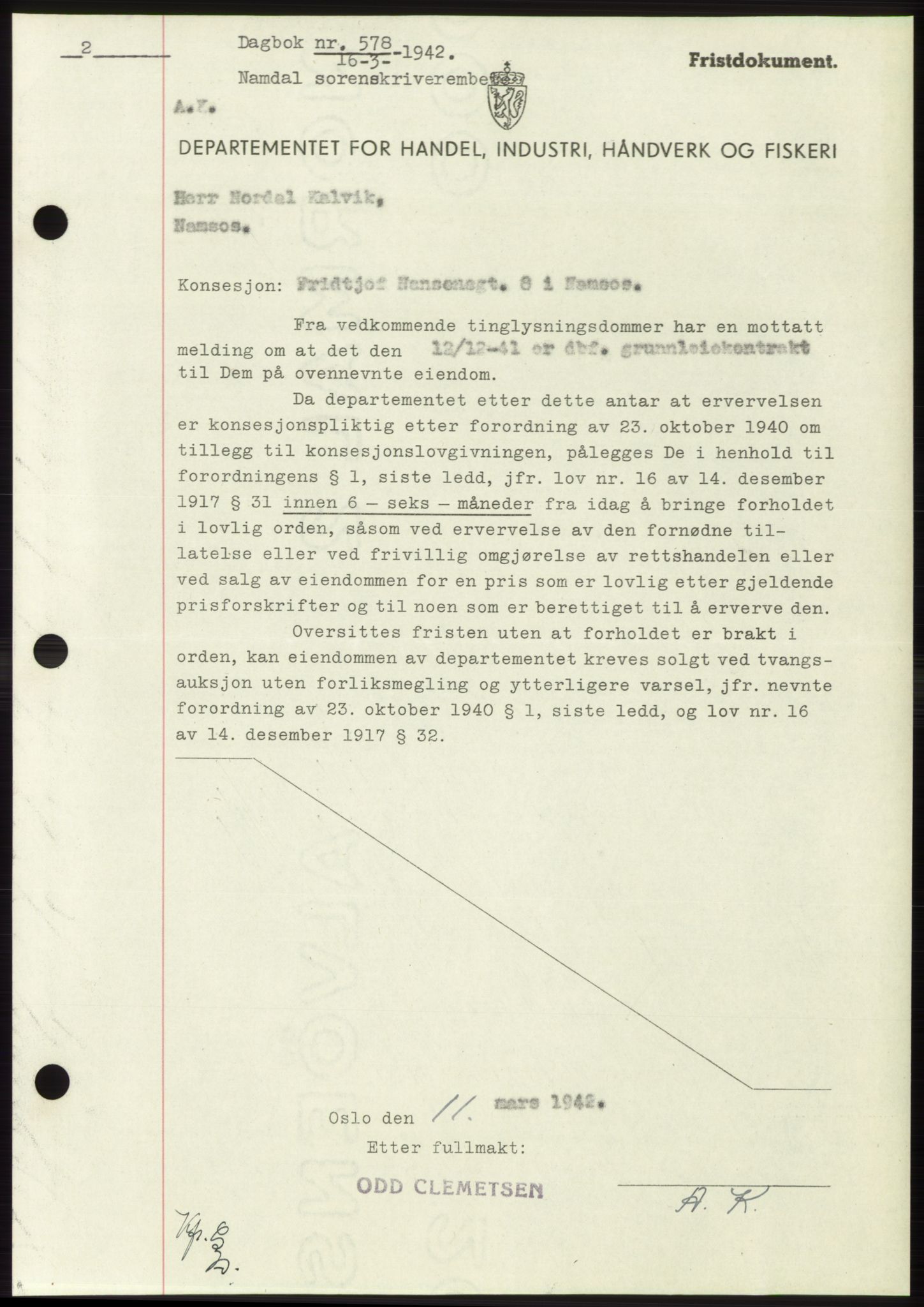 Namdal sorenskriveri, SAT/A-4133/1/2/2C: Pantebok nr. -, 1941-1942, Dagboknr: 578/1942