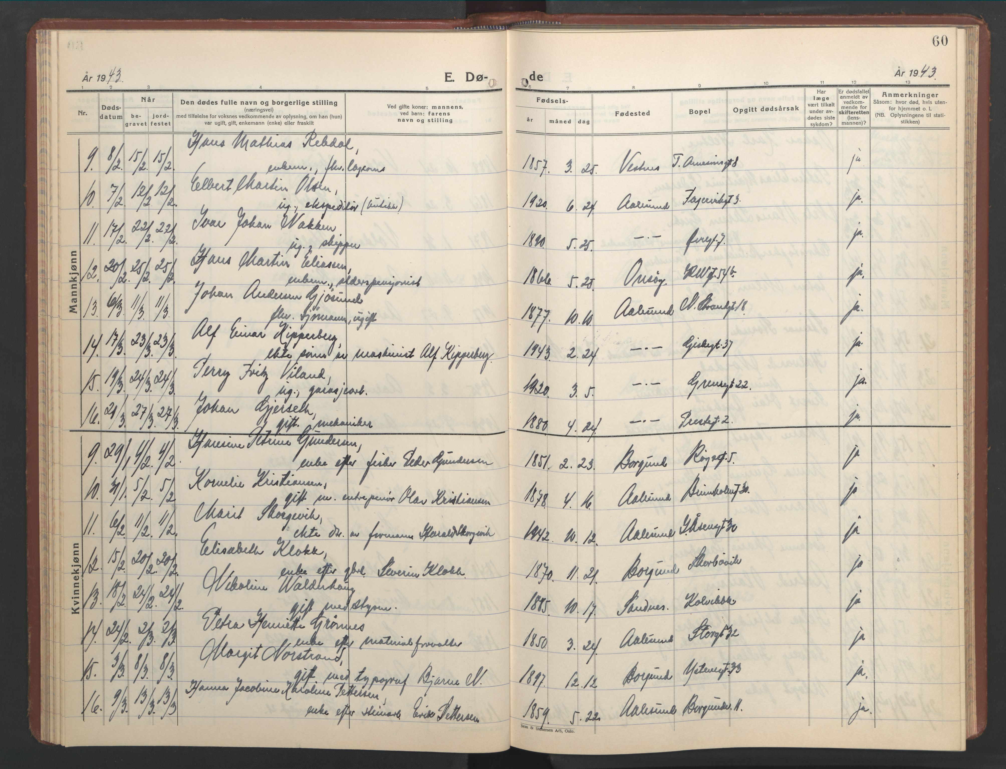 Ministerialprotokoller, klokkerbøker og fødselsregistre - Møre og Romsdal, AV/SAT-A-1454/529/L0478: Klokkerbok nr. 529C15, 1938-1951, s. 60