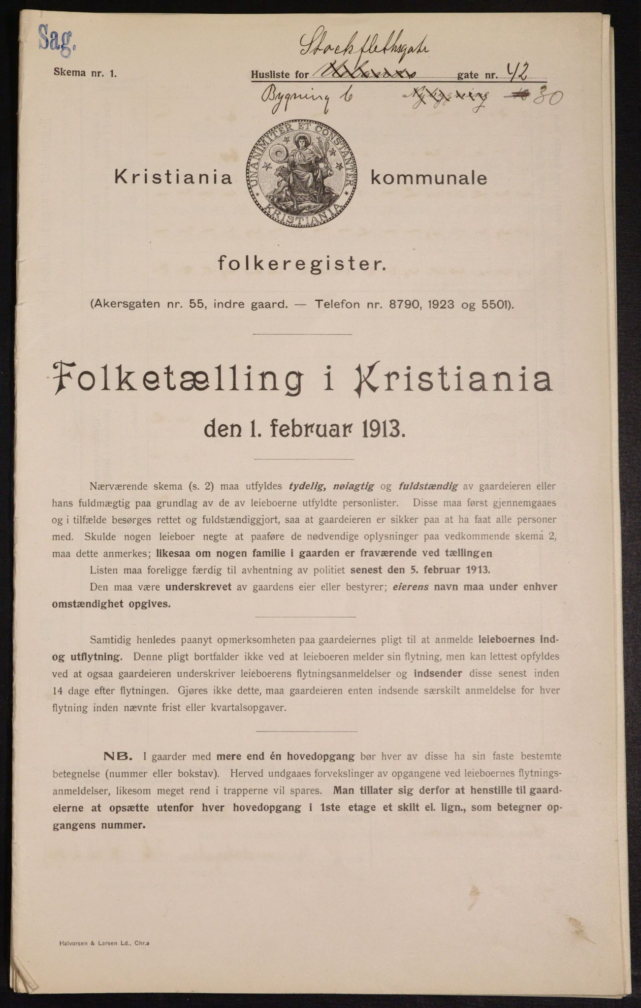 OBA, Kommunal folketelling 1.2.1913 for Kristiania, 1913, s. 102345