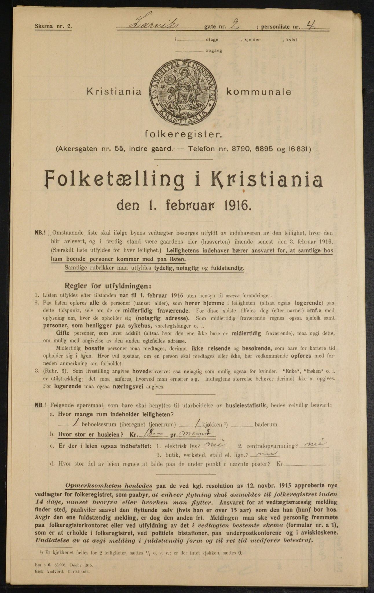 OBA, Kommunal folketelling 1.2.1916 for Kristiania, 1916, s. 58399