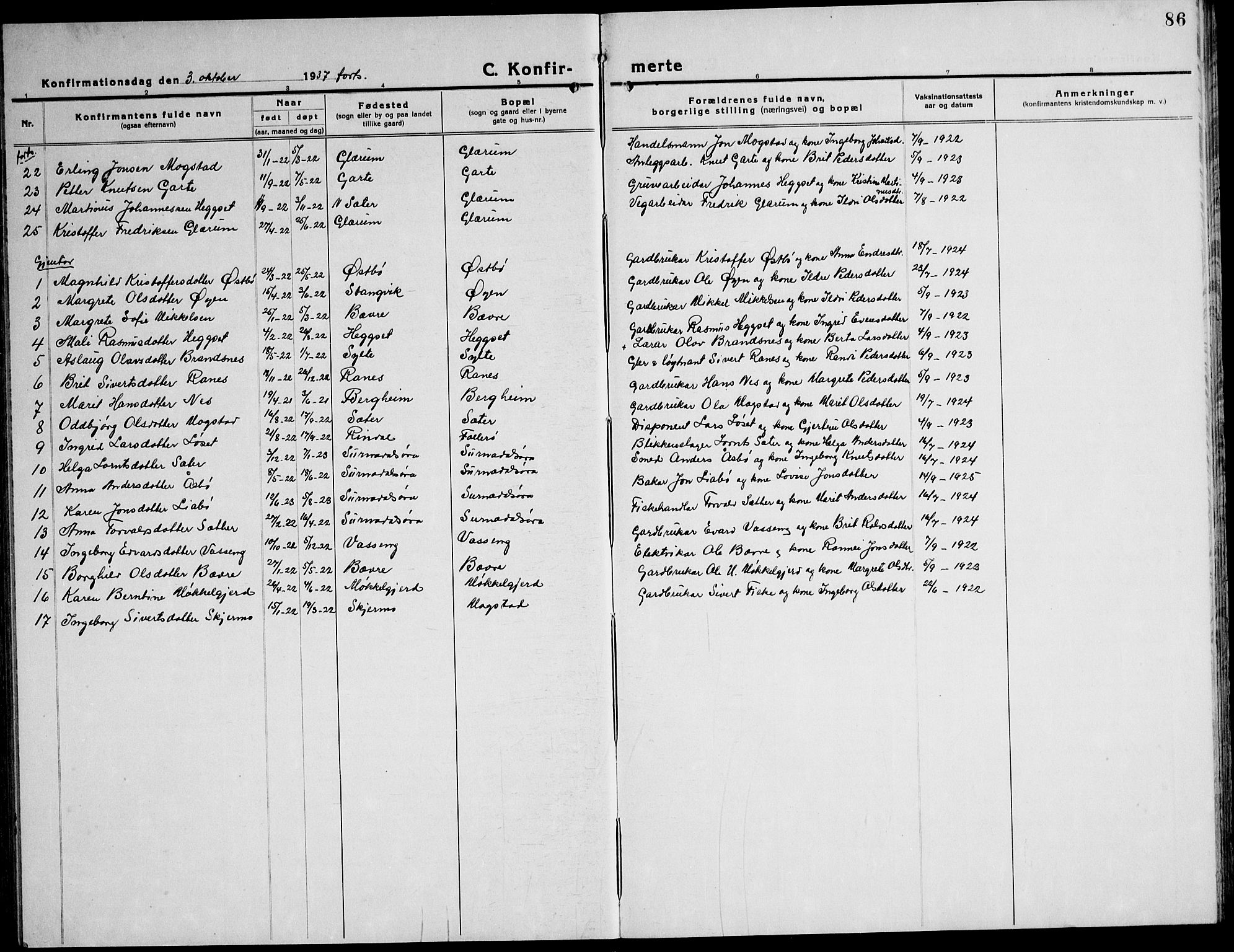 Ministerialprotokoller, klokkerbøker og fødselsregistre - Møre og Romsdal, AV/SAT-A-1454/596/L1060: Klokkerbok nr. 596C03, 1923-1944, s. 86