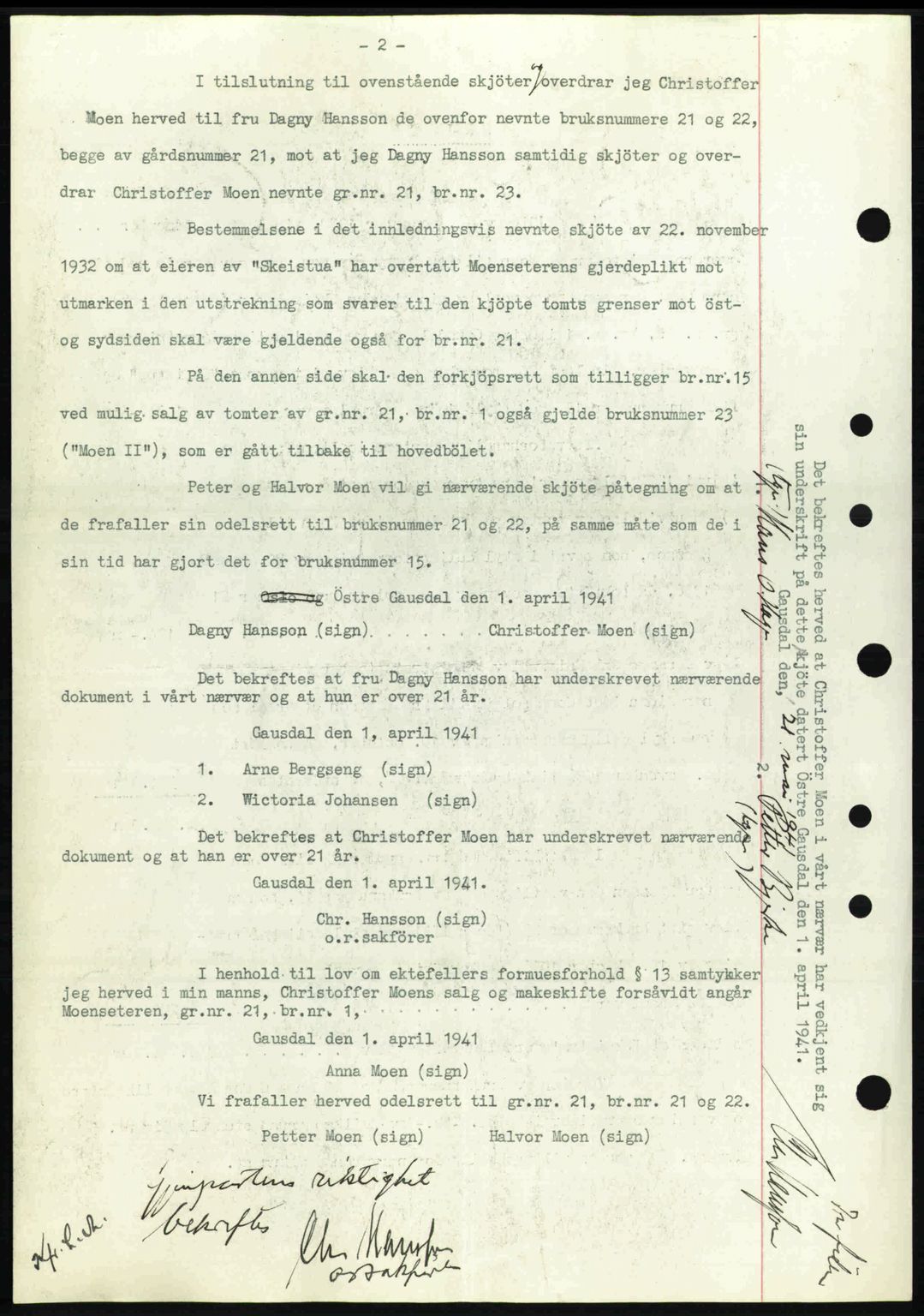 Sør-Gudbrandsdal tingrett, SAH/TING-004/H/Hb/Hbd/L0009: Pantebok nr. A9, 1941-1941, Dagboknr: 1033/1941