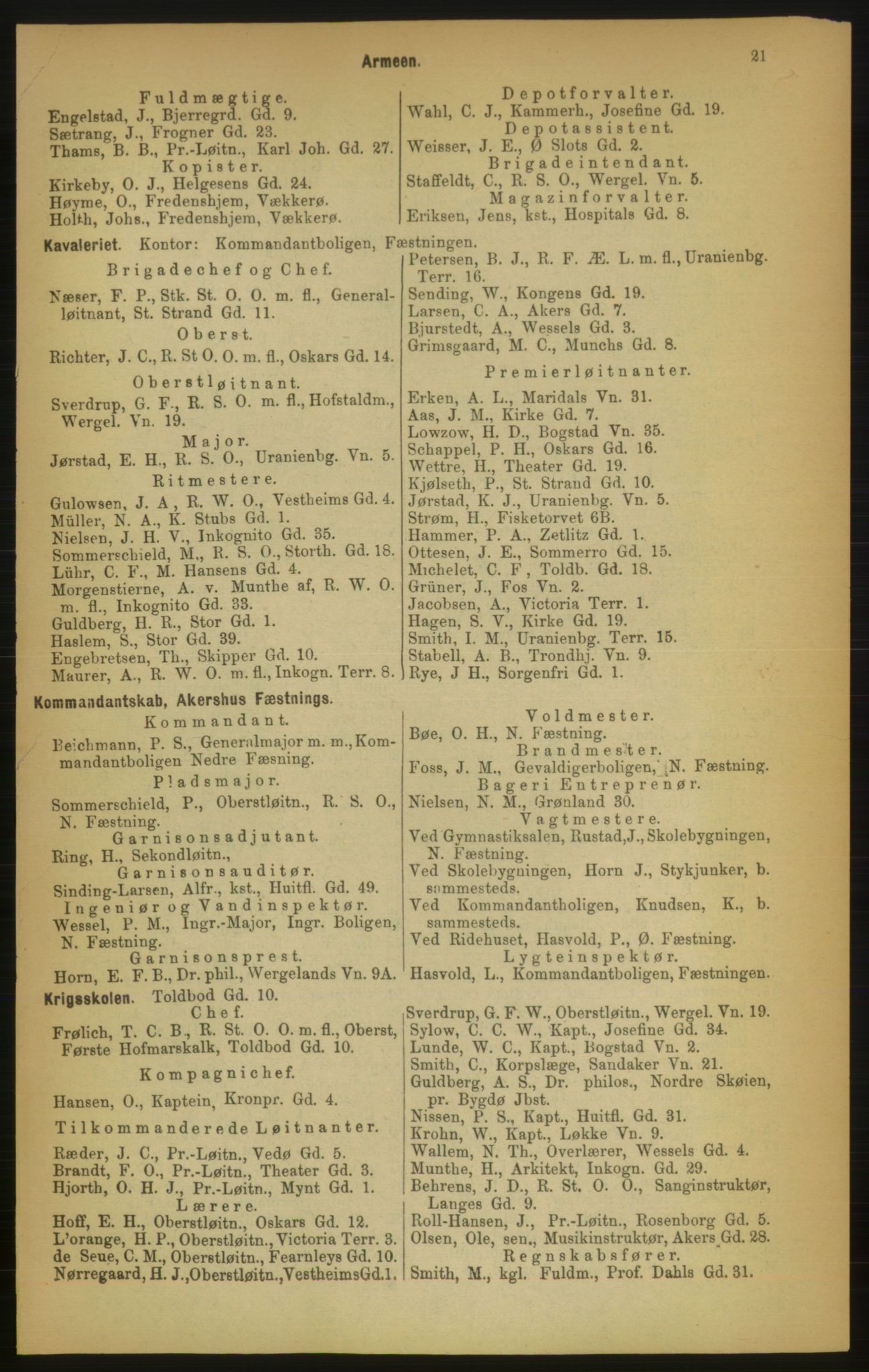 Kristiania/Oslo adressebok, PUBL/-, 1889, s. 21