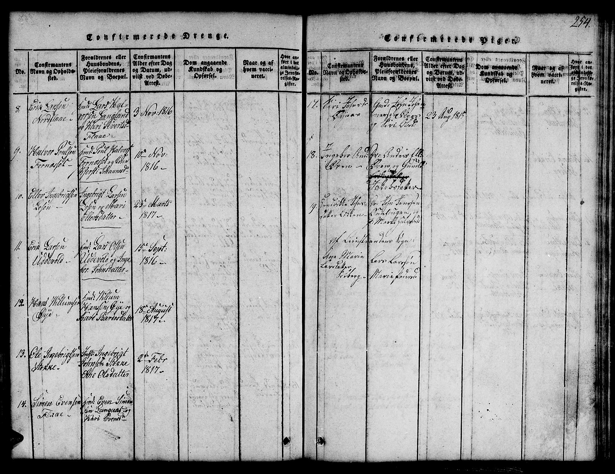 Ministerialprotokoller, klokkerbøker og fødselsregistre - Sør-Trøndelag, AV/SAT-A-1456/691/L1092: Klokkerbok nr. 691C03, 1816-1852, s. 254