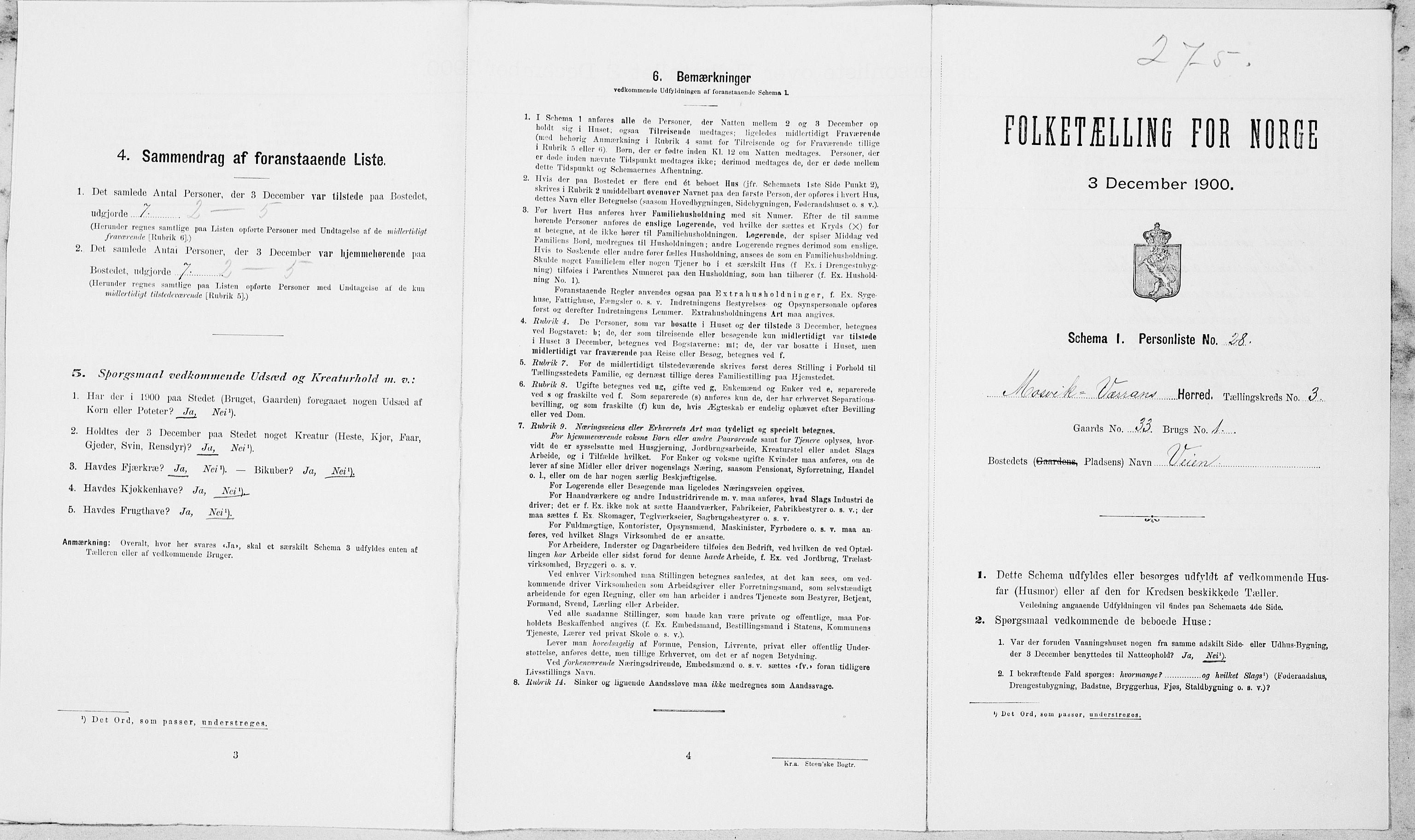 SAT, Folketelling 1900 for 1723 Mosvik og Verran herred, 1900, s. 323