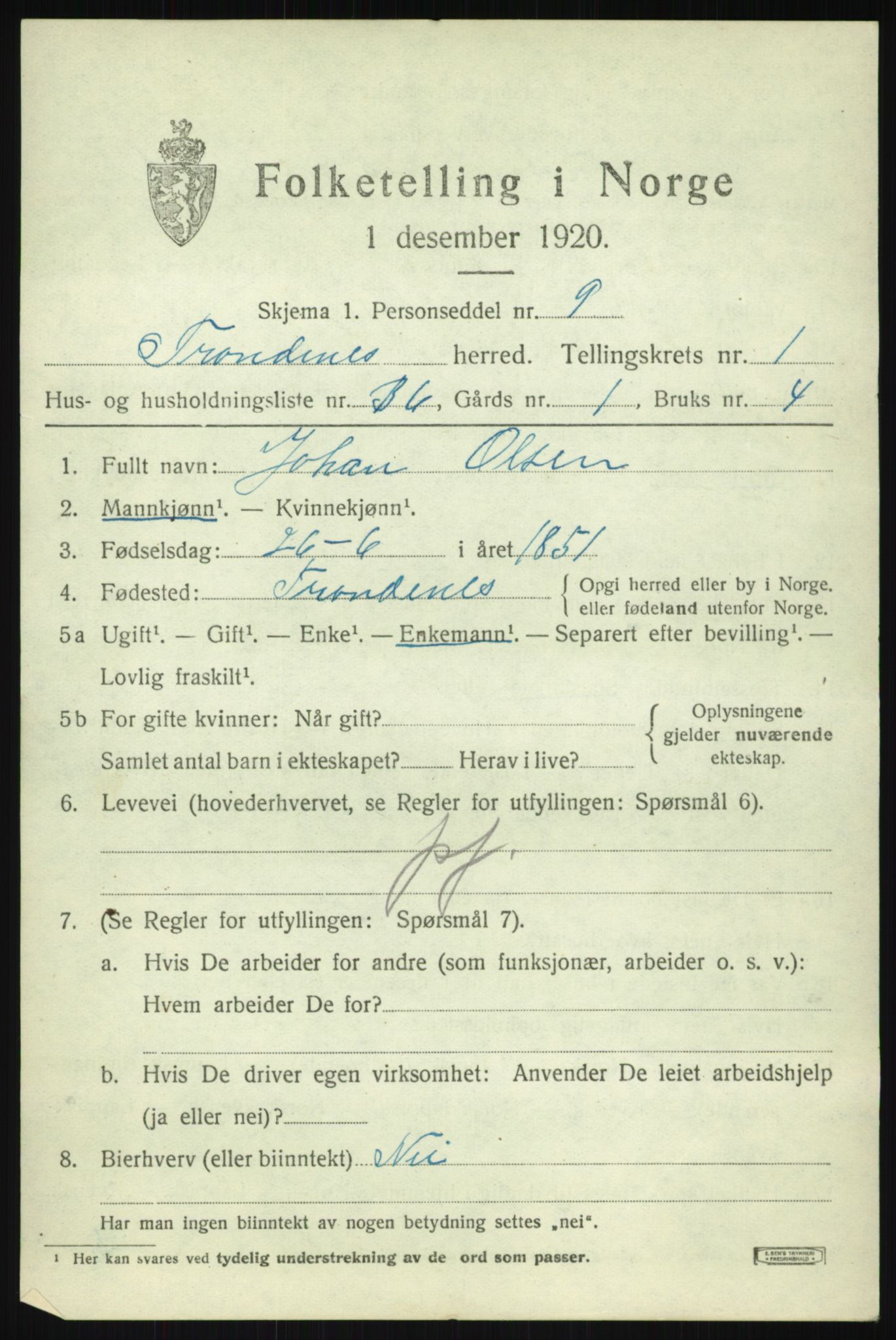 SATØ, Folketelling 1920 for 1914 Trondenes herred, 1920, s. 3621
