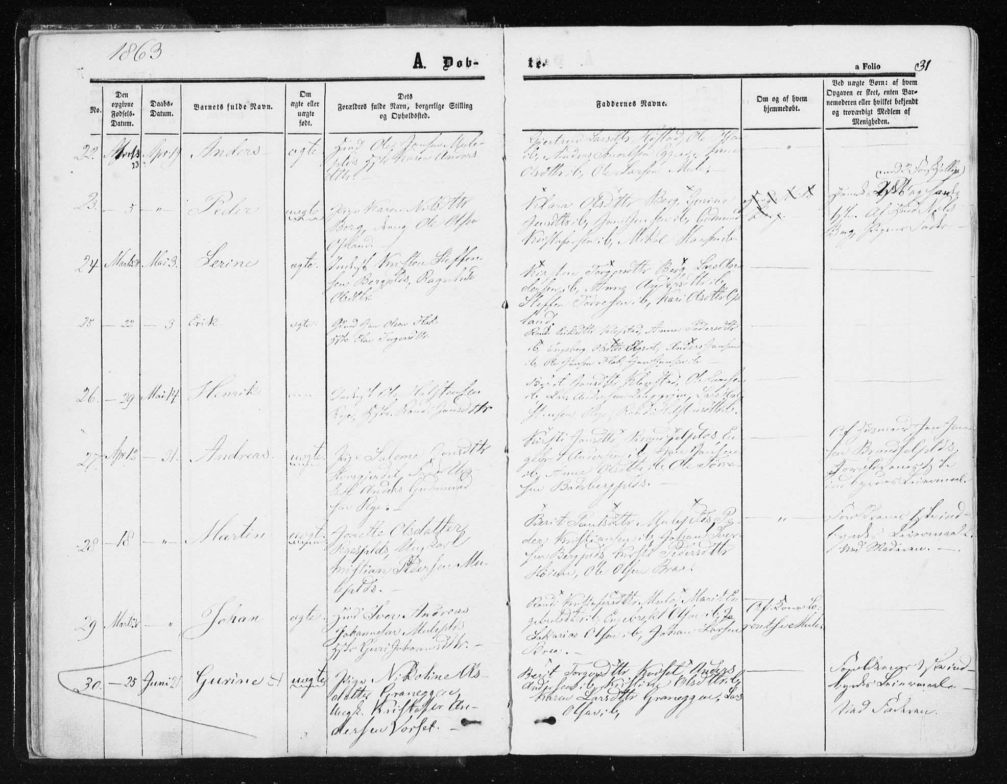 Ministerialprotokoller, klokkerbøker og fødselsregistre - Sør-Trøndelag, SAT/A-1456/612/L0377: Ministerialbok nr. 612A09, 1859-1877, s. 31