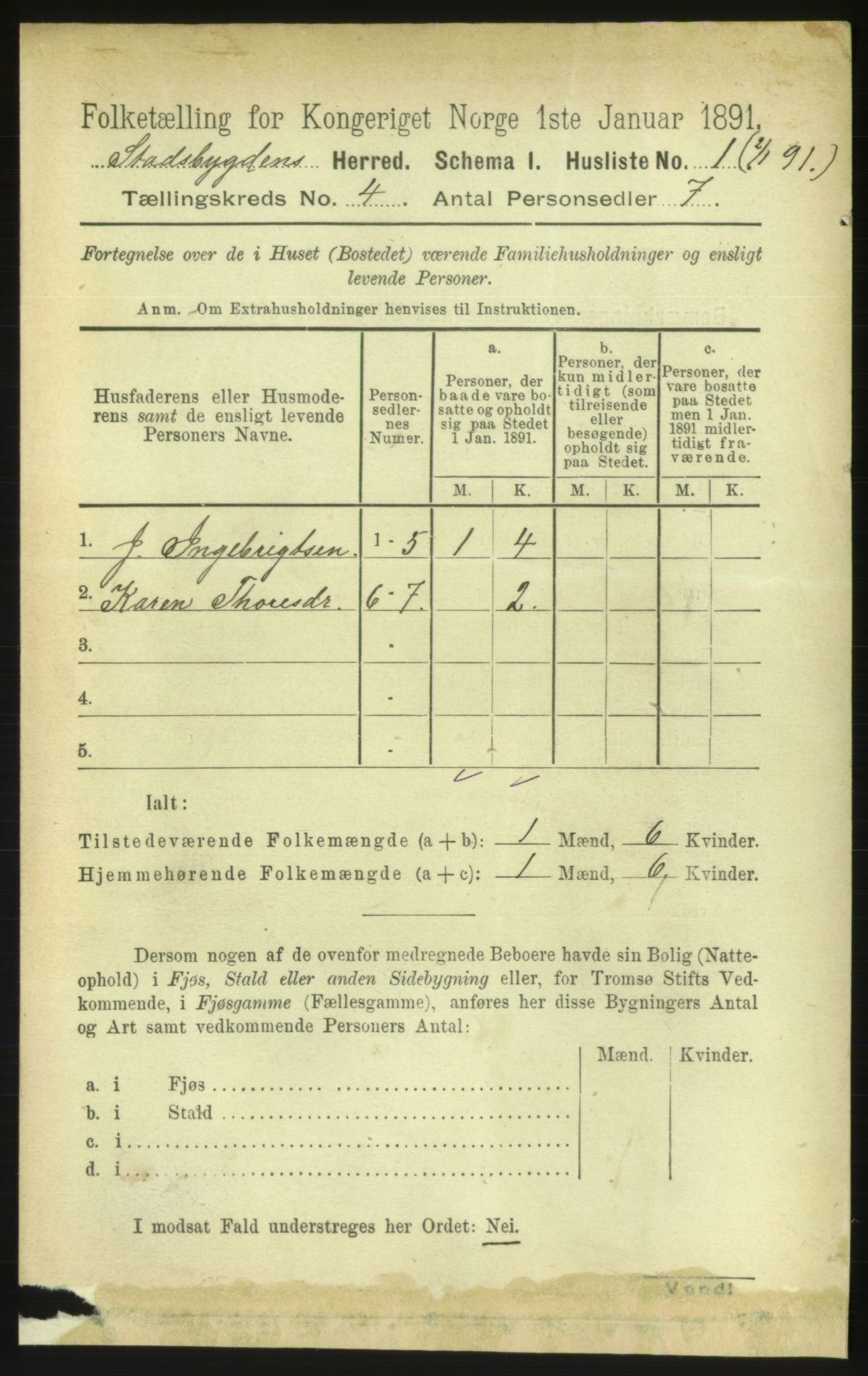 RA, Folketelling 1891 for 1625 Stadsbygd herred, 1891, s. 1749