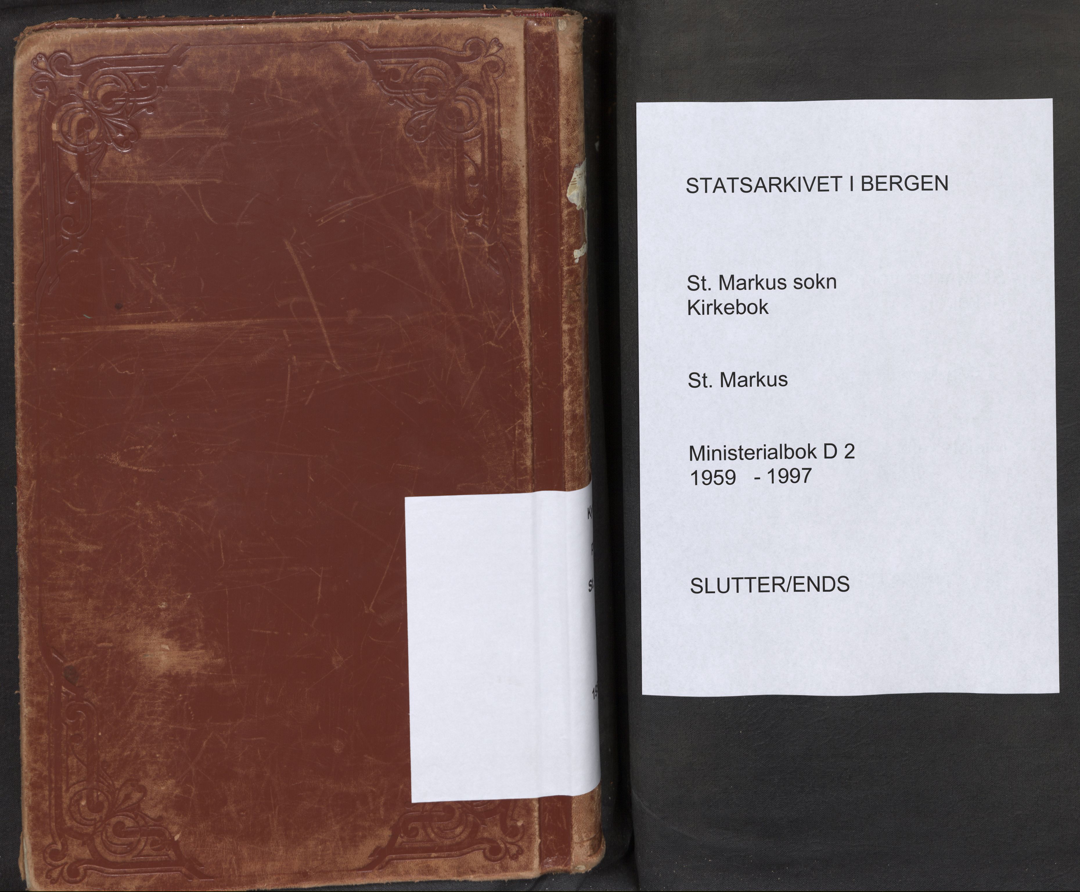 St. Markus sokneprestembete, SAB/A-99935: Ministerialbok nr. D 2, 1959-1997