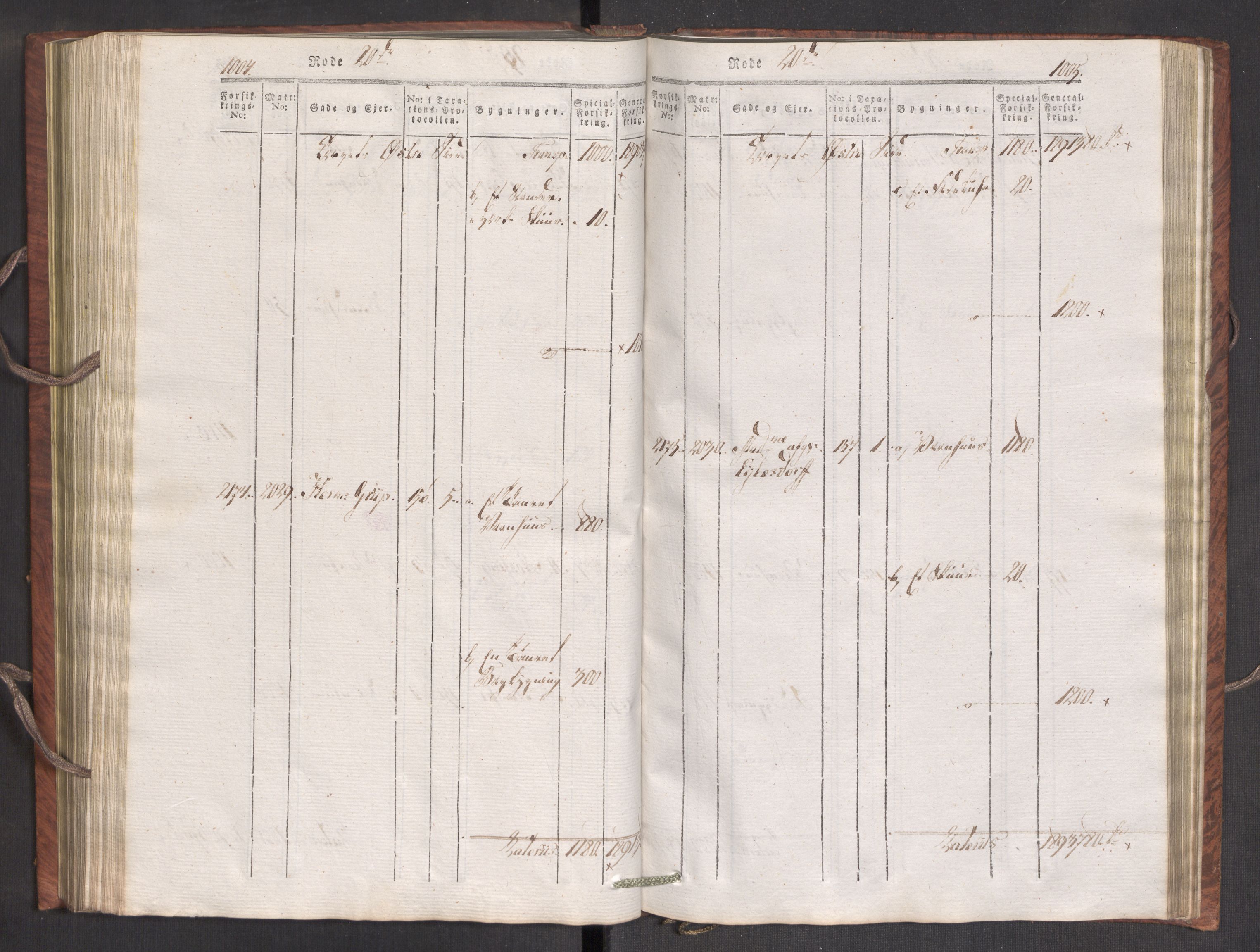 Kommersekollegiet, Brannforsikringskontoret 1767-1814, AV/RA-EA-5458/F/Fa/L0007/0002: Bergen / Branntakstprotokoll, 1807-1817, s. 1004-1005