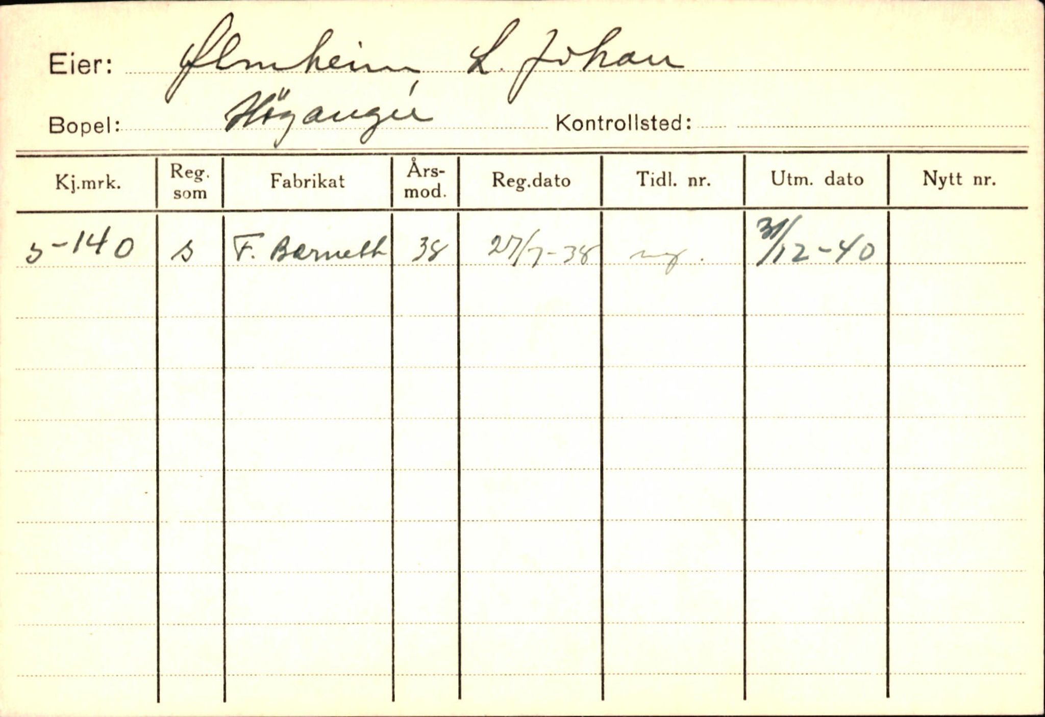 Statens vegvesen, Sogn og Fjordane vegkontor, SAB/A-5301/4/F/L0131: Eigarregister Høyanger P-Å. Stryn S-Å, 1945-1975, s. 950