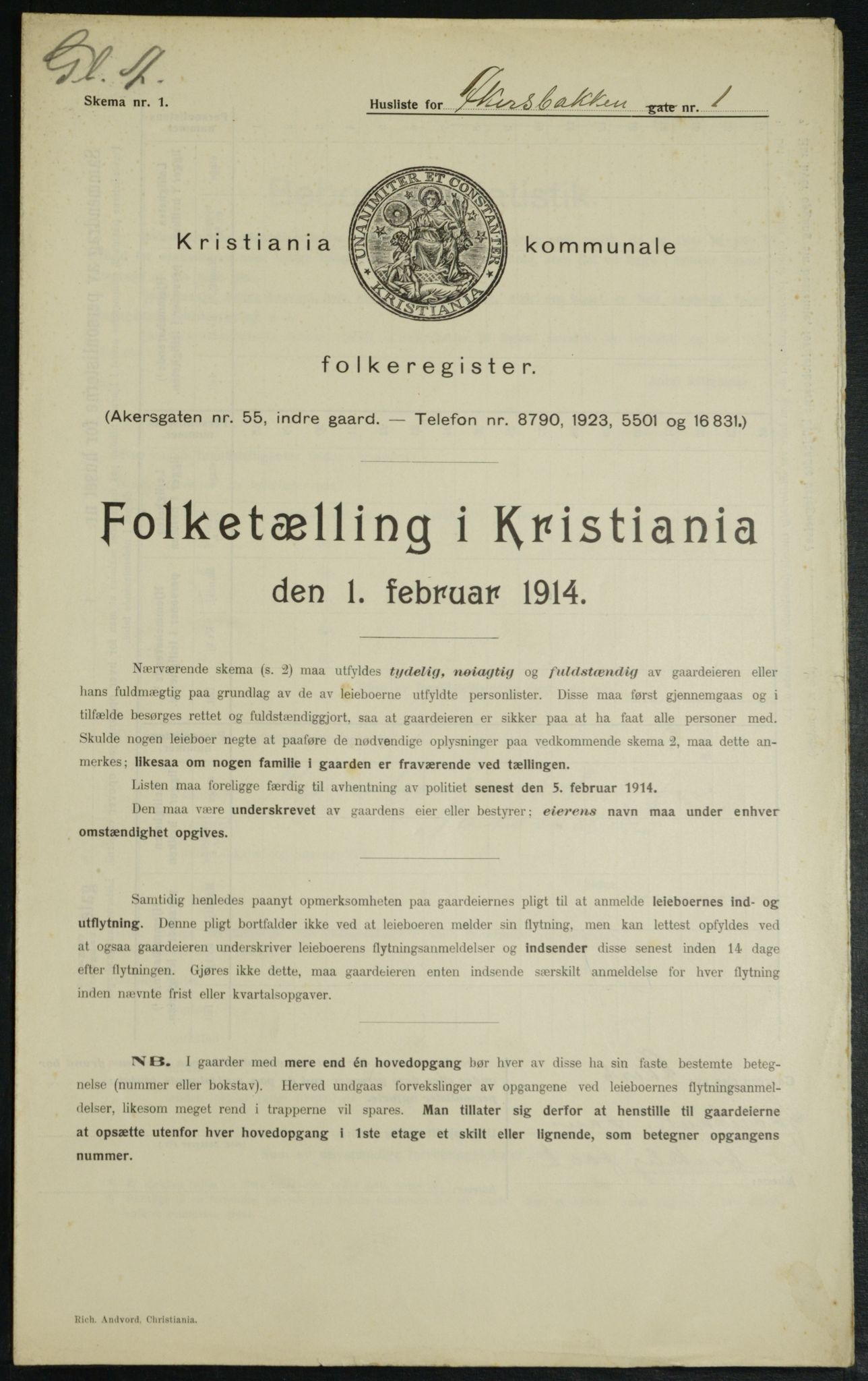 OBA, Kommunal folketelling 1.2.1914 for Kristiania, 1914, s. 25