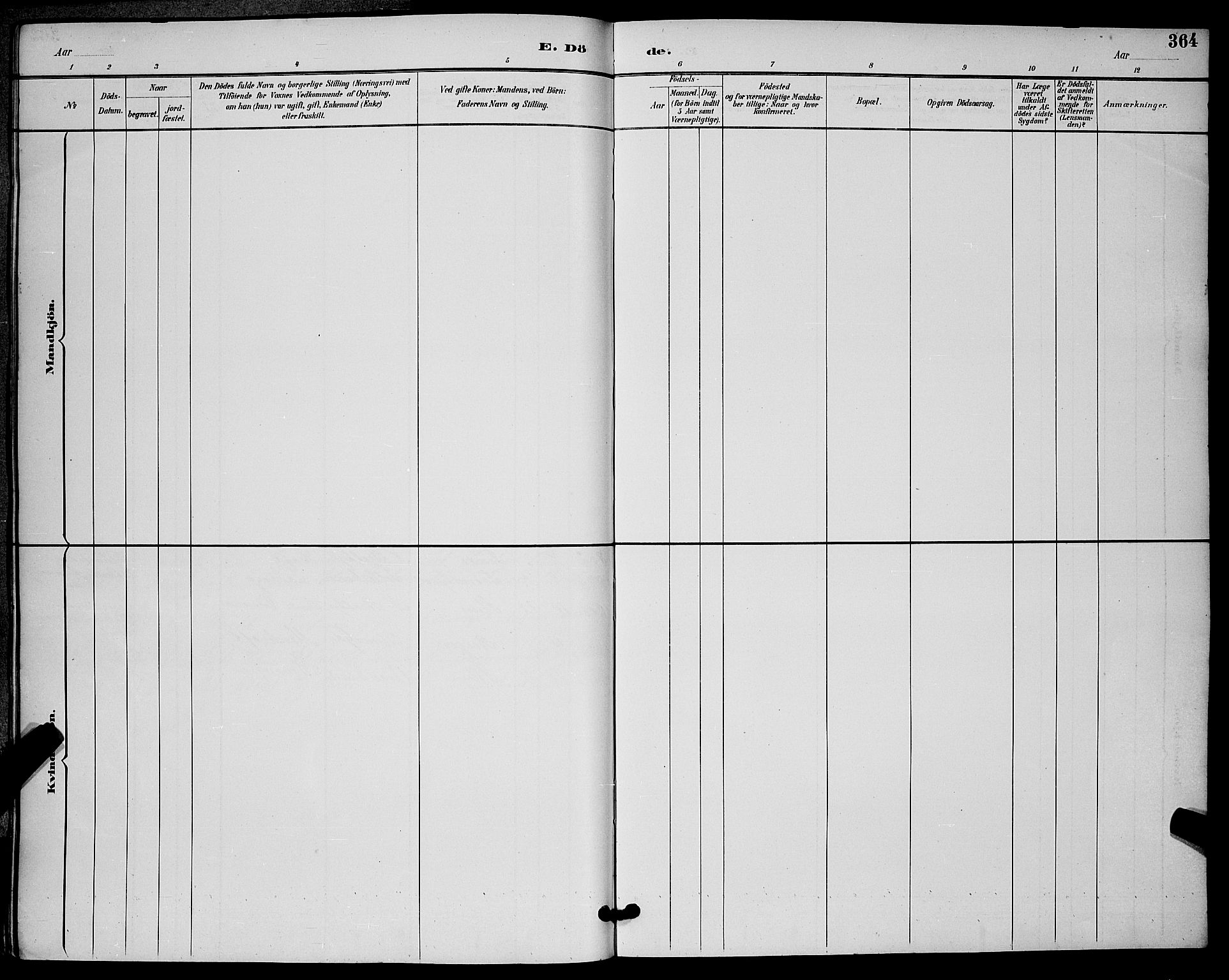 Skien kirkebøker, SAKO/A-302/G/Ga/L0007: Klokkerbok nr. 7, 1891-1900, s. 364