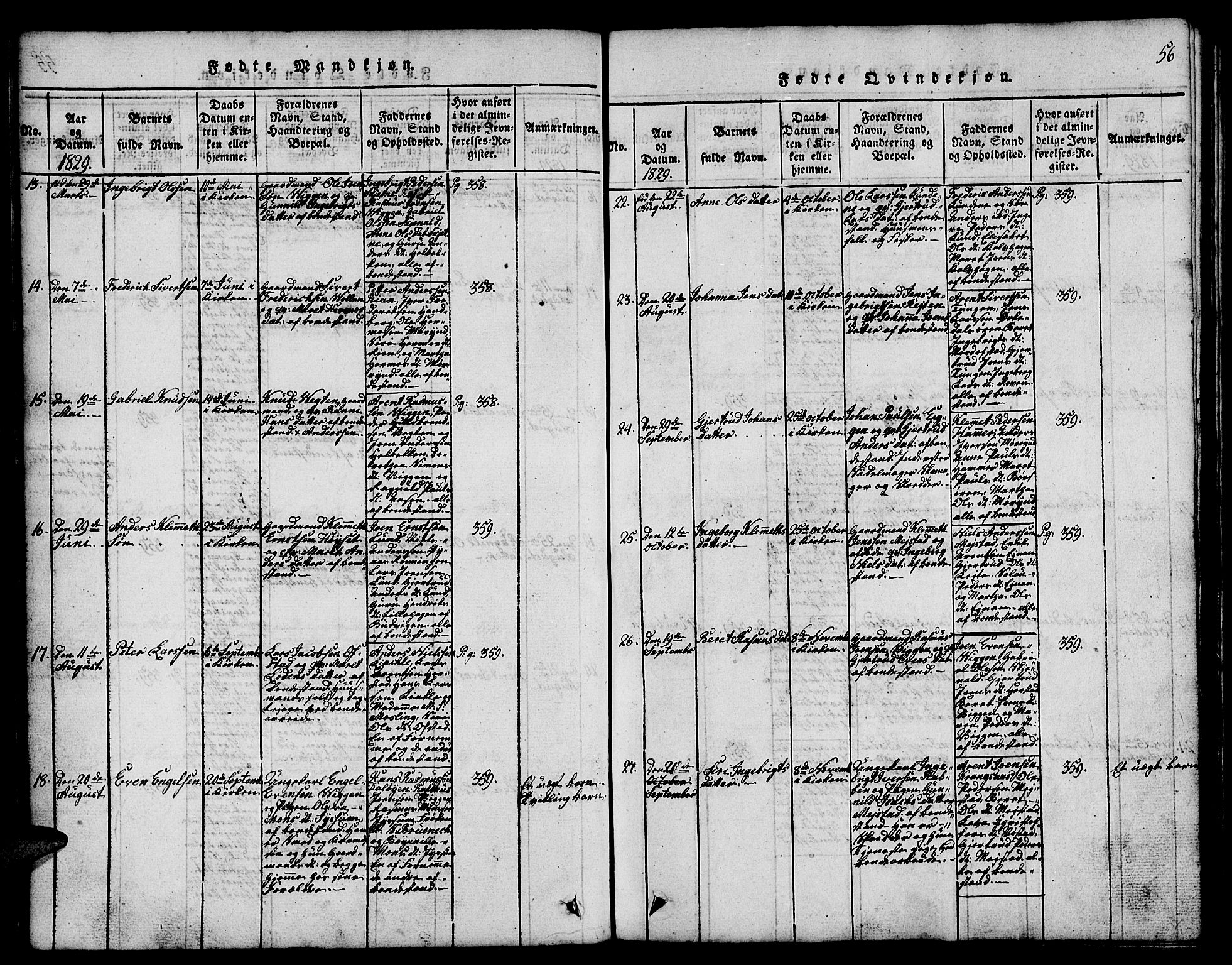 Ministerialprotokoller, klokkerbøker og fødselsregistre - Sør-Trøndelag, SAT/A-1456/665/L0776: Klokkerbok nr. 665C01, 1817-1837, s. 56