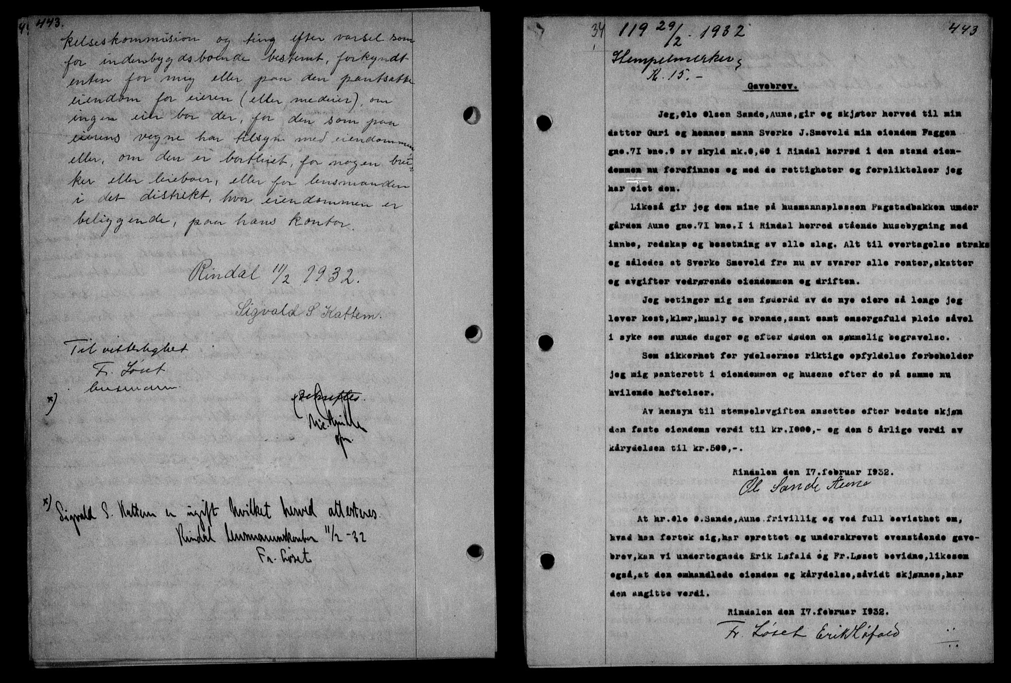 Nordmøre sorenskriveri, AV/SAT-A-4132/1/2/2Ca: Pantebok nr. 64, 1931-1932, Tingl.dato: 29.02.1932