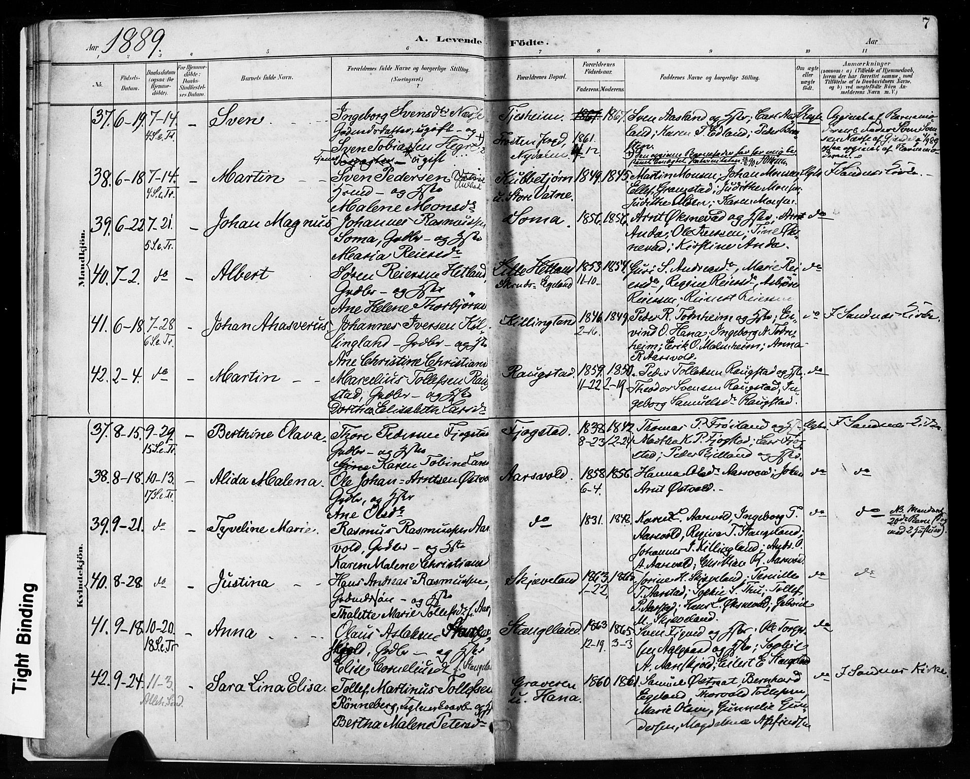 Høyland sokneprestkontor, AV/SAST-A-101799/001/30BA/L0013: Ministerialbok nr. A 13.1, 1889-1898, s. 7