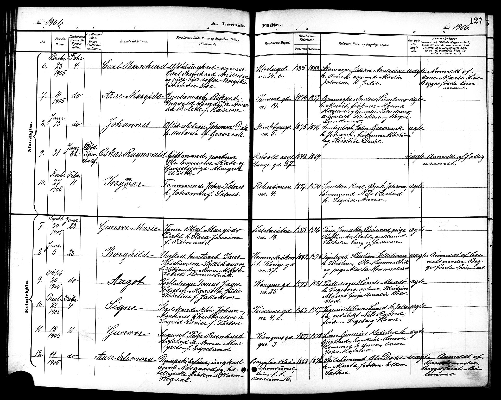 Ministerialprotokoller, klokkerbøker og fødselsregistre - Sør-Trøndelag, SAT/A-1456/601/L0094: Klokkerbok nr. 601C12, 1898-1911, s. 127