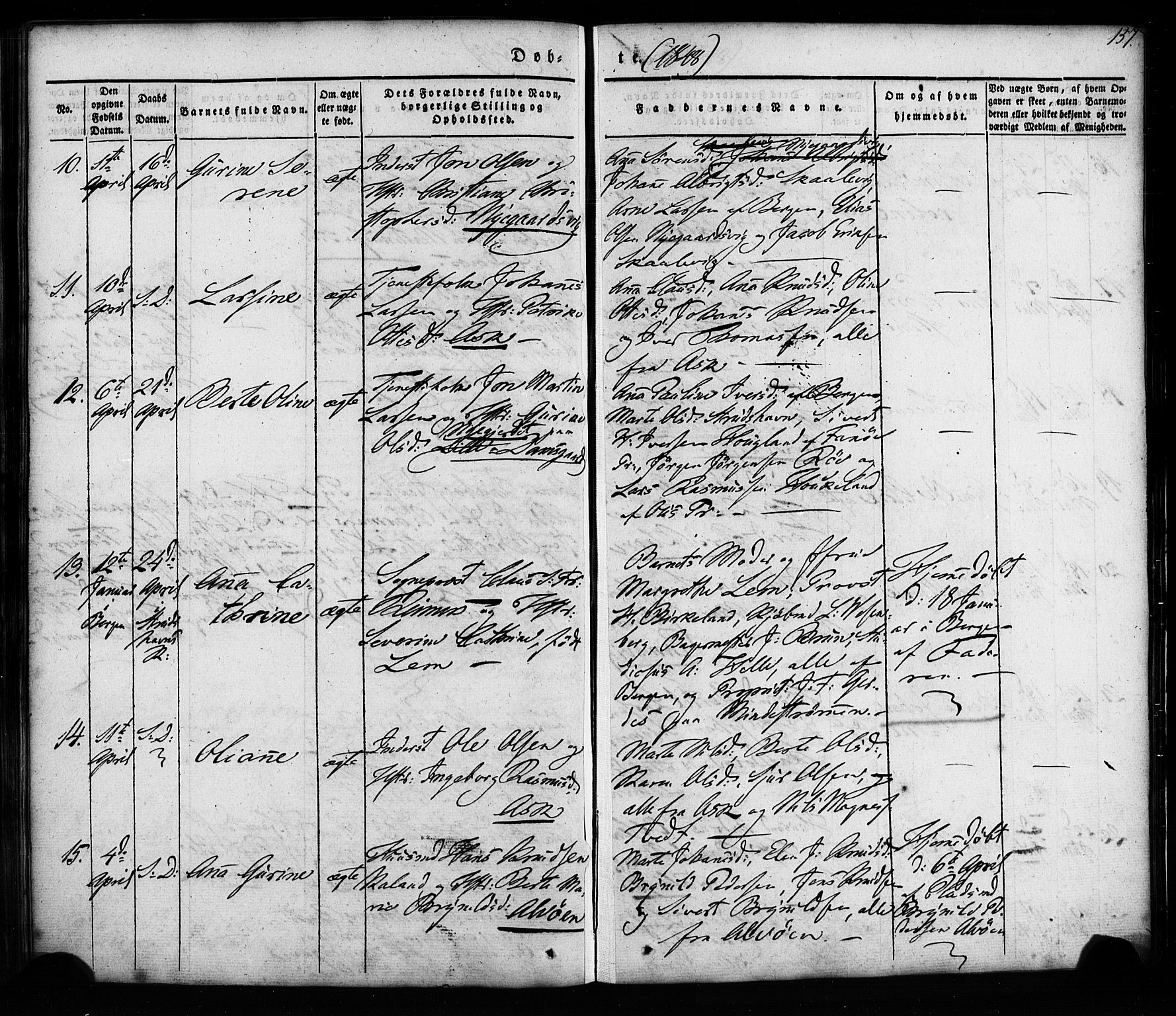 Askøy Sokneprestembete, AV/SAB-A-74101/H/Ha/Haa/Haaa/L0005: Ministerialbok nr. A 5, 1836-1852, s. 157