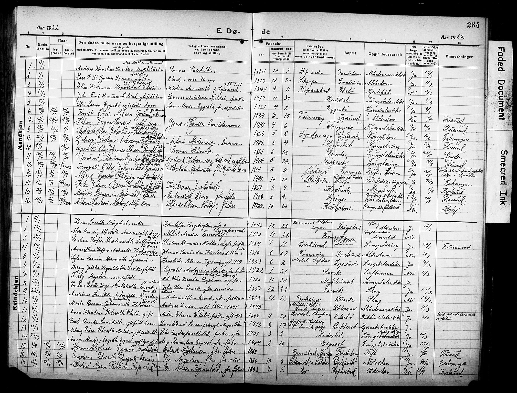 Ministerialprotokoller, klokkerbøker og fødselsregistre - Møre og Romsdal, SAT/A-1454/507/L0084: Klokkerbok nr. 507C07, 1919-1932, s. 234