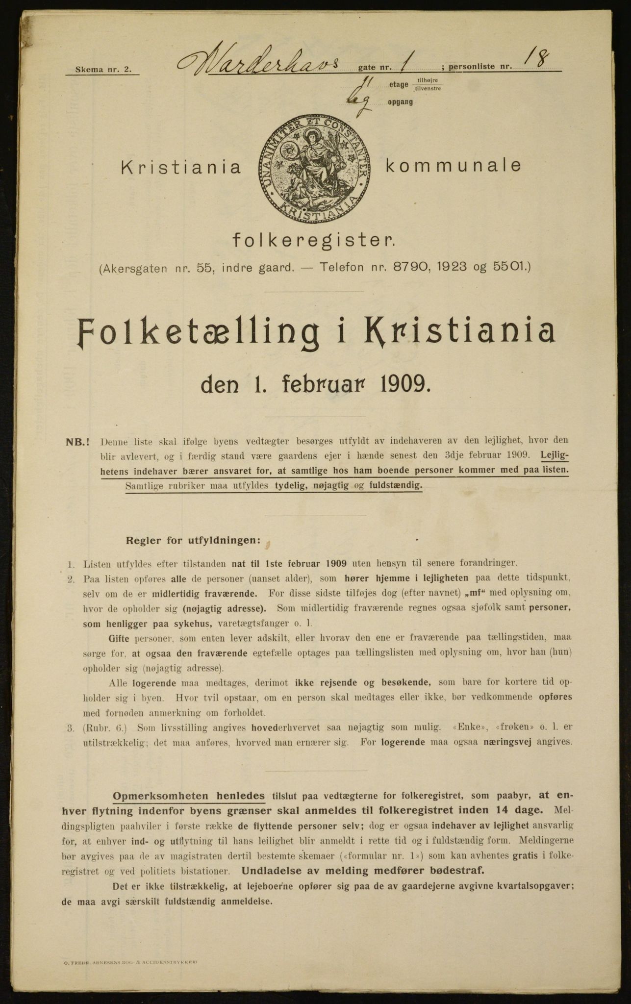 OBA, Kommunal folketelling 1.2.1909 for Kristiania kjøpstad, 1909, s. 65620