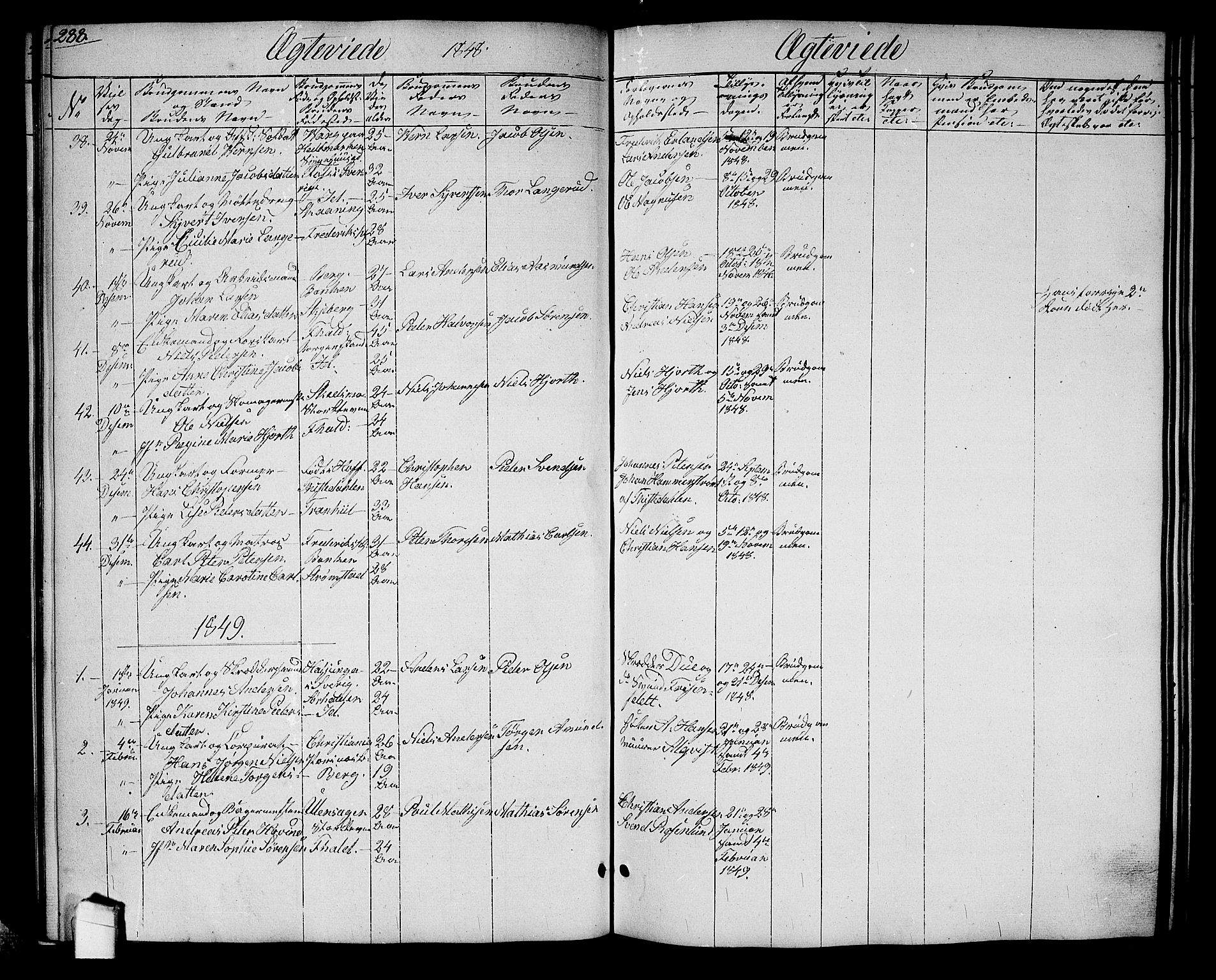 Halden prestekontor Kirkebøker, AV/SAO-A-10909/G/Ga/L0004: Klokkerbok nr. 4, 1845-1854, s. 288