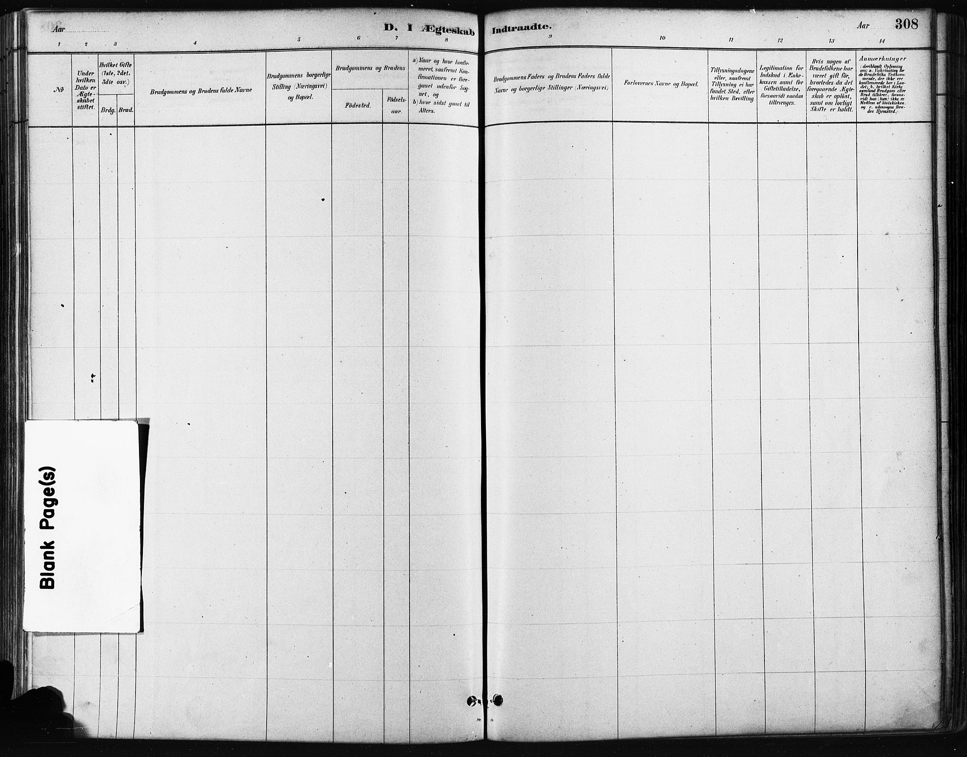 Mandal sokneprestkontor, SAK/1111-0030/F/Fa/Faa/L0016: Ministerialbok nr. A 16, 1880-1890, s. 308