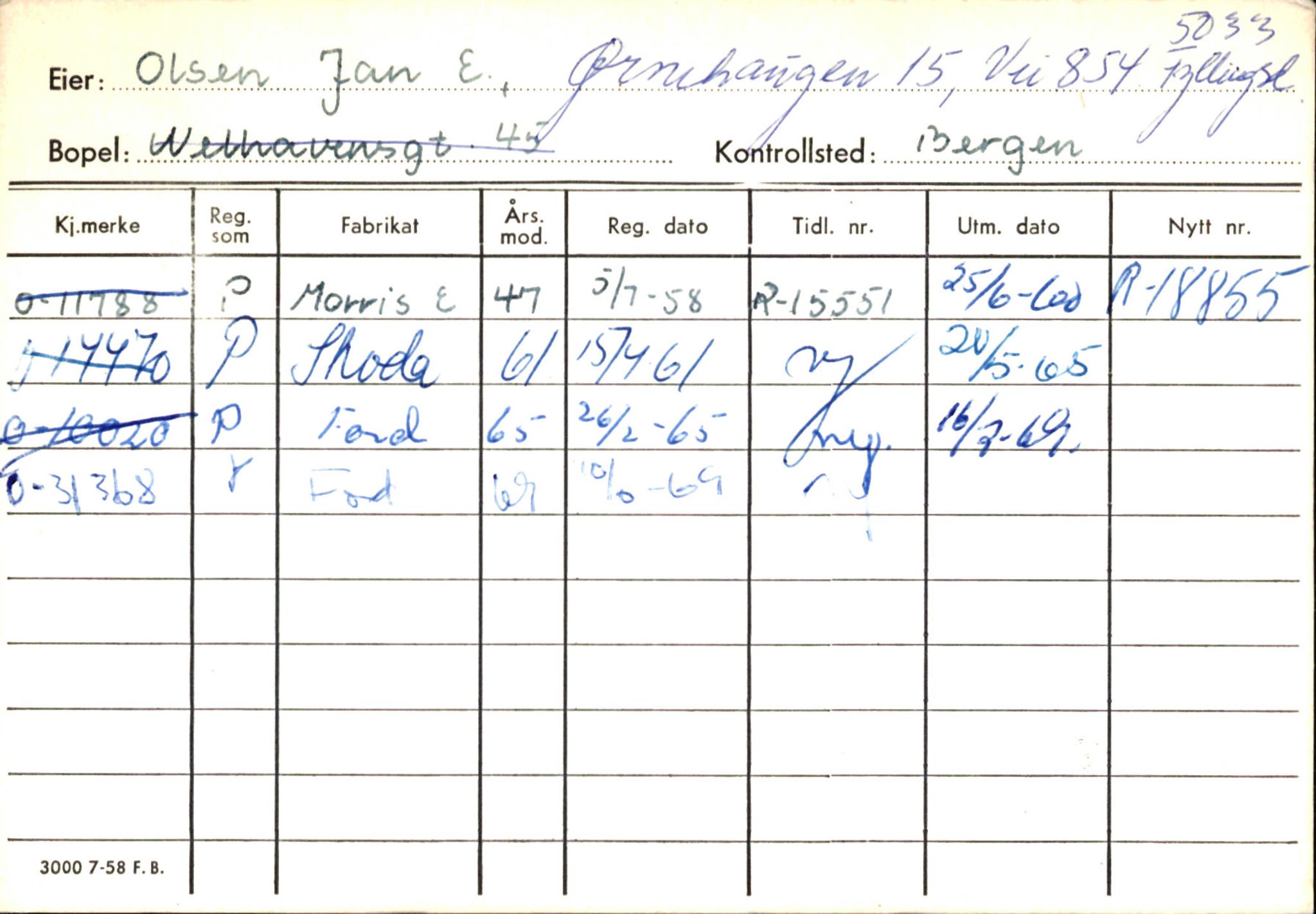 Statens vegvesen, Hordaland vegkontor, AV/SAB-A-5201/2/Hb/L0027: O-eierkort O-P, 1920-1971, s. 22