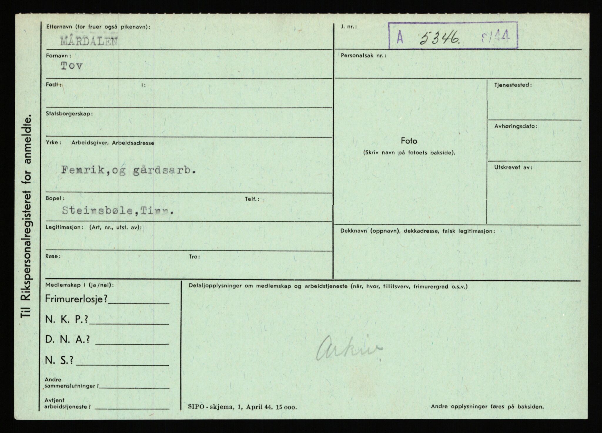 Statspolitiet - Hovedkontoret / Osloavdelingen, AV/RA-S-1329/C/Ca/L0010: Lind - Moksnes, 1943-1945, s. 2321