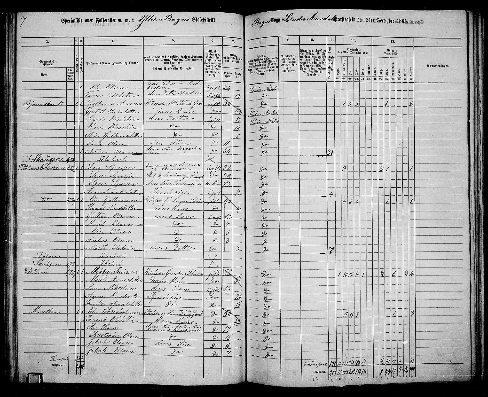 RA, Folketelling 1865 for 0540P Sør-Aurdal prestegjeld, 1865, s. 92