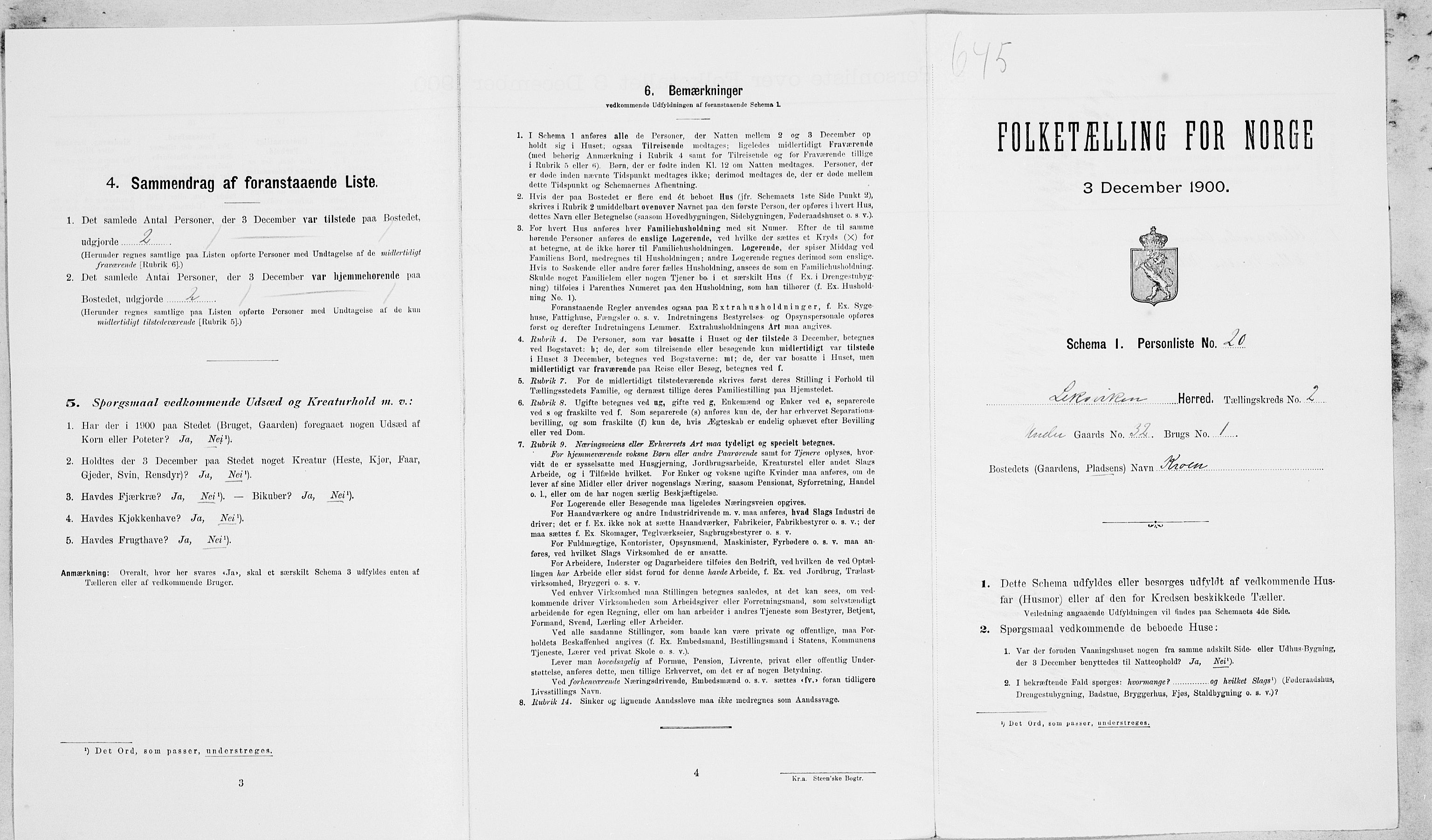 SAT, Folketelling 1900 for 1718 Leksvik herred, 1900, s. 200