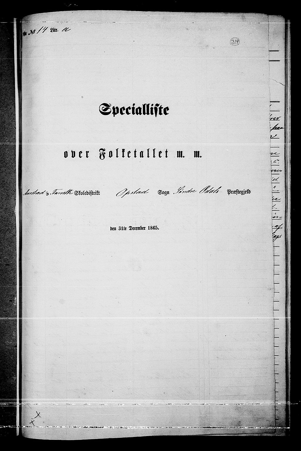 RA, Folketelling 1865 for 0419P Sør-Odal prestegjeld, 1865, s. 278