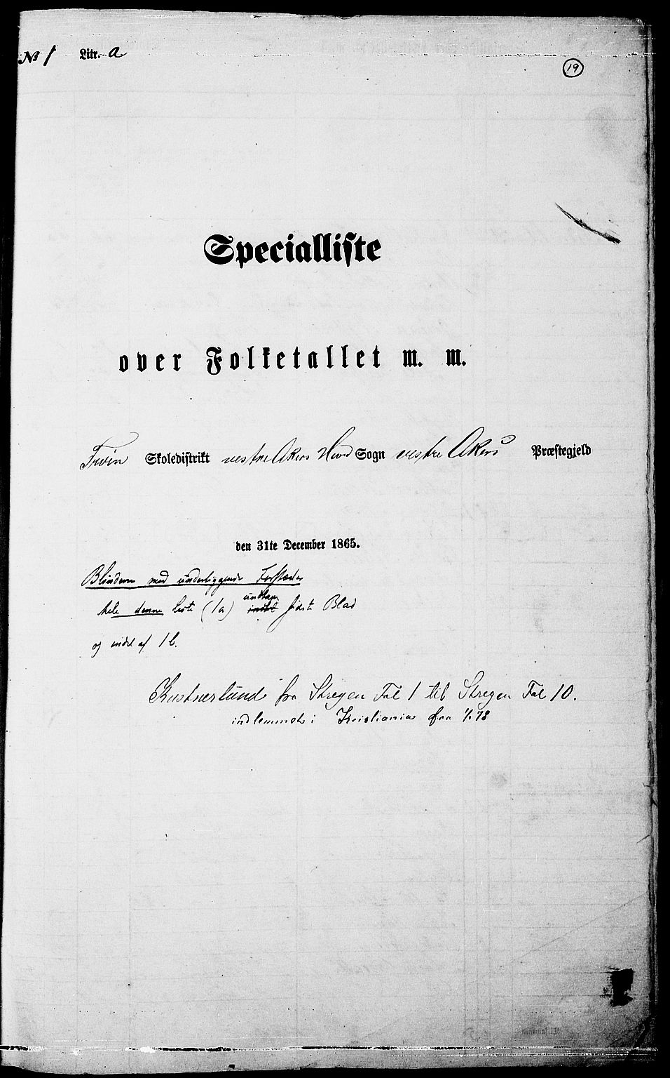 RA, Folketelling 1865 for 0218aP Vestre Aker prestegjeld, 1865, s. 16