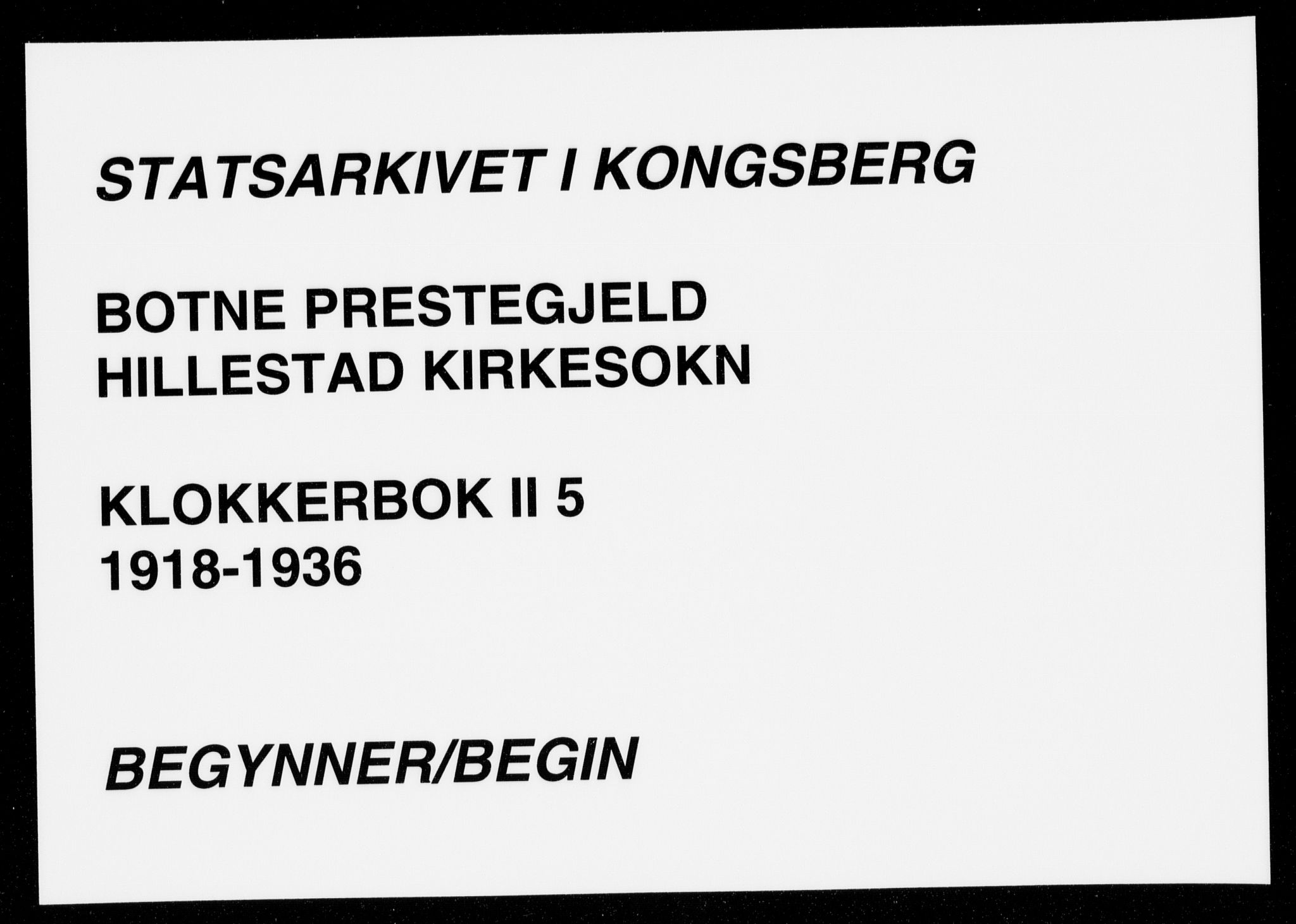 Botne kirkebøker, AV/SAKO-A-340/G/Gb/L0005: Klokkerbok nr. II 5, 1918-1936