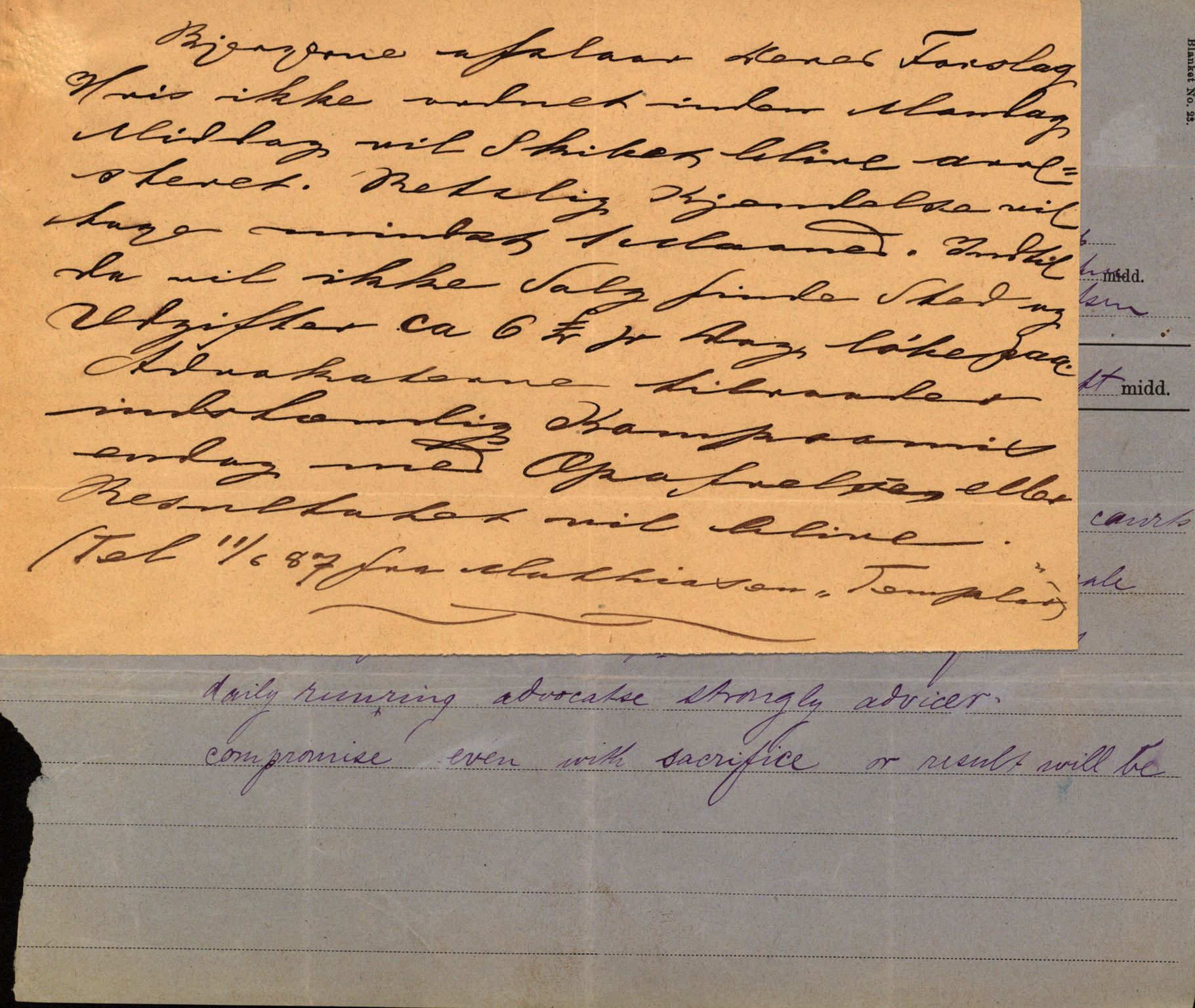 Pa 63 - Østlandske skibsassuranceforening, VEMU/A-1079/G/Ga/L0020/0003: Havaridokumenter / Anton, Diamant, Templar, Finn, Eliezer, Arctic, 1887, s. 206