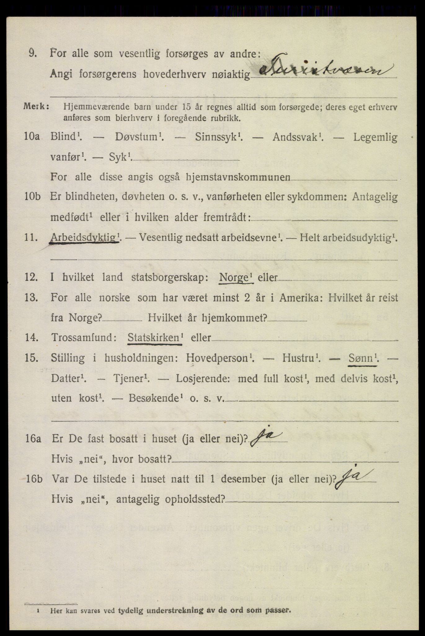 SAH, Folketelling 1920 for 0515 Vågå herred, 1920, s. 3391