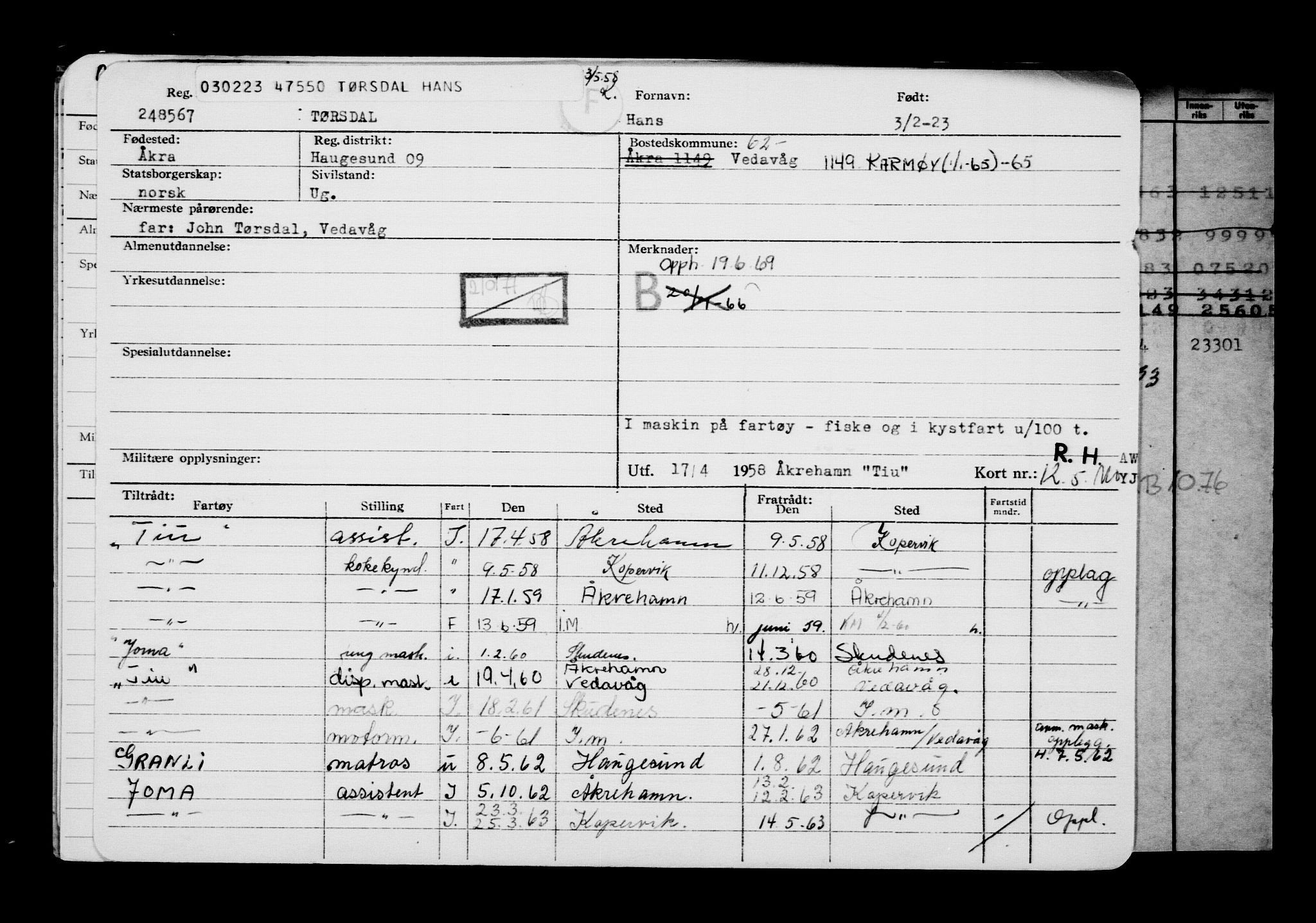 Direktoratet for sjømenn, AV/RA-S-3545/G/Gb/L0215: Hovedkort, 1923, s. 72