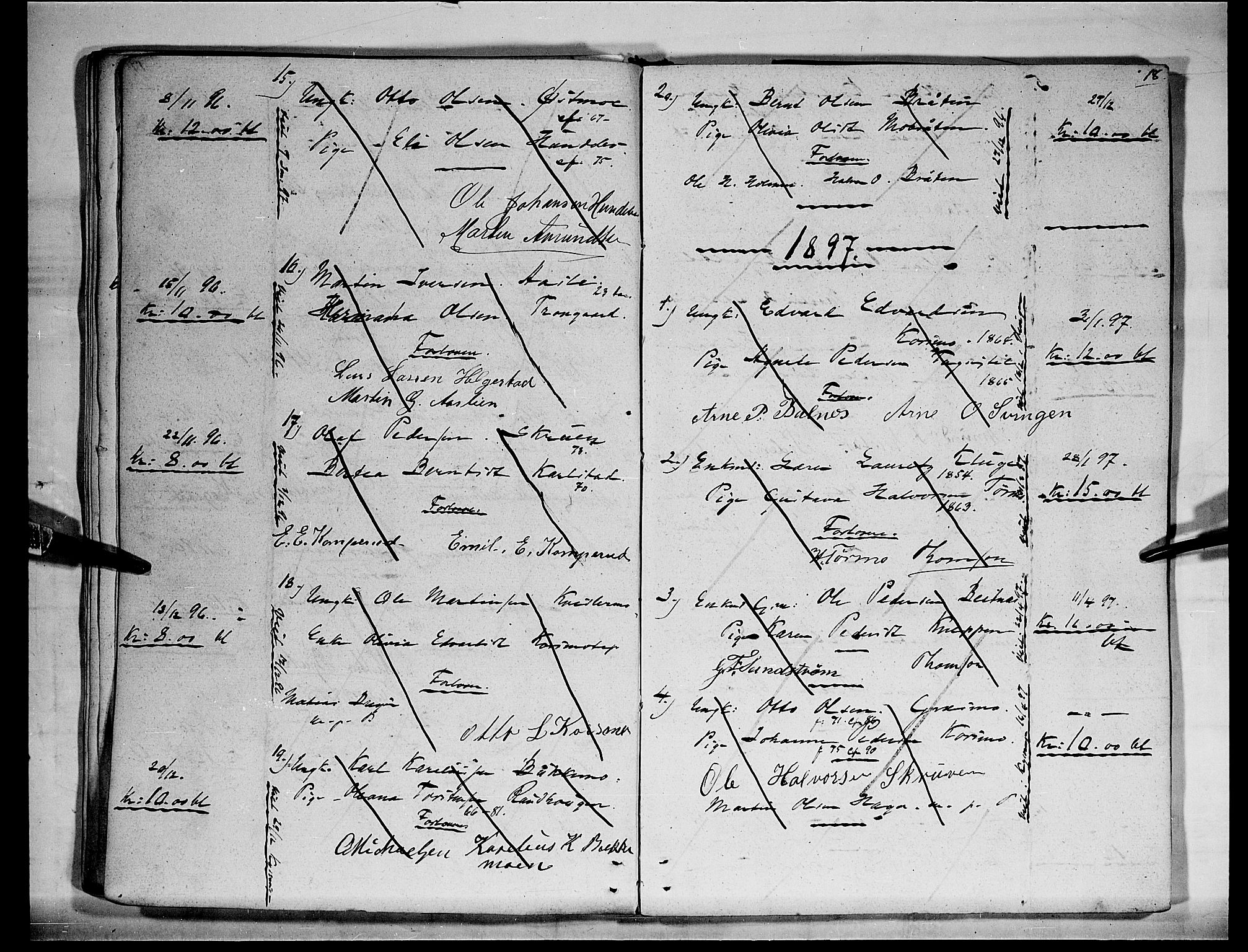 Hof prestekontor, AV/SAH-PREST-038/I/Ie: Lysningsprotokoll nr. II 1A, 1891-1910, s. 18