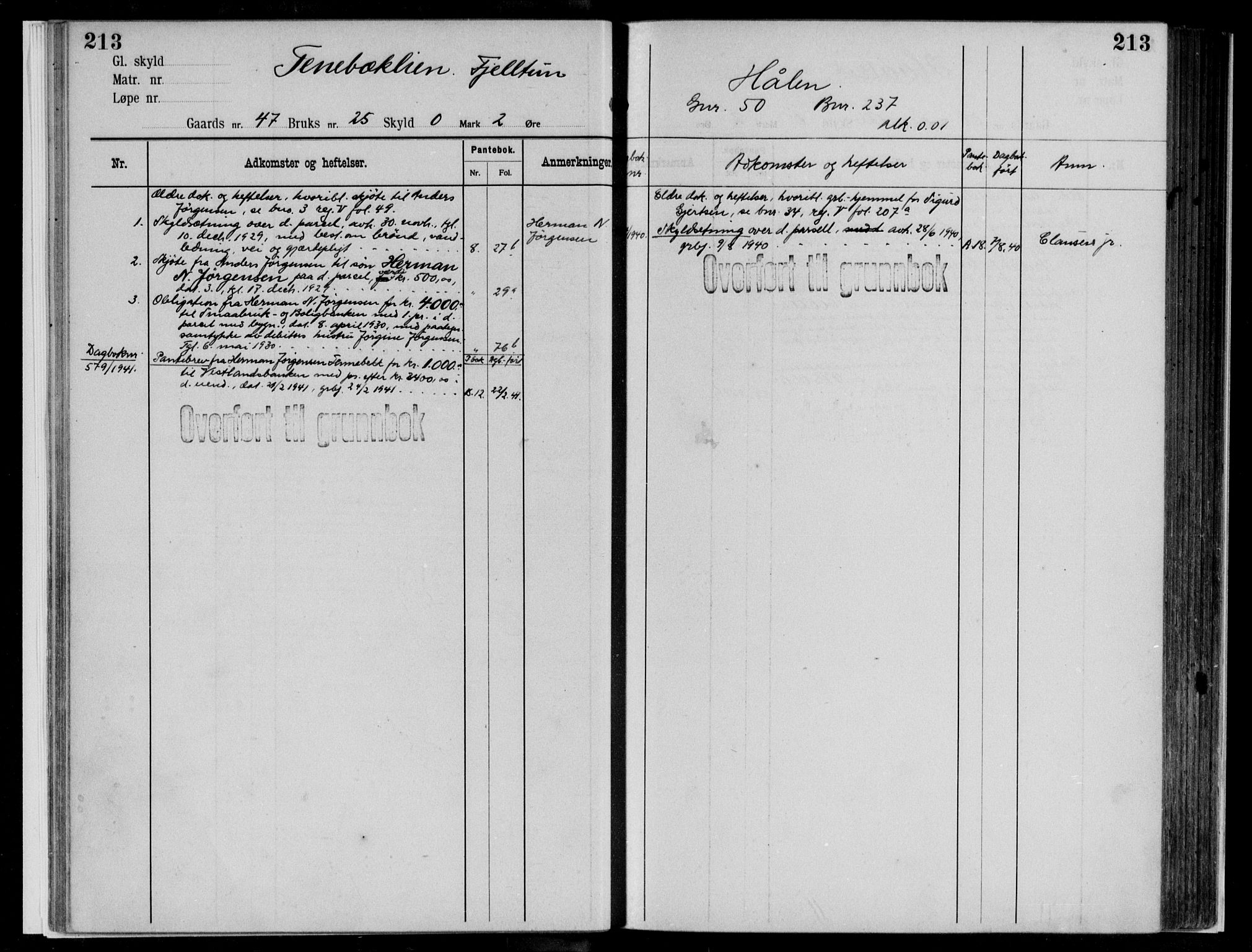 Midhordland sorenskriveri, AV/SAB-A-3001/1/G/Ga/Gab/L0112: Panteregister nr. II.A.b.112, s. 213