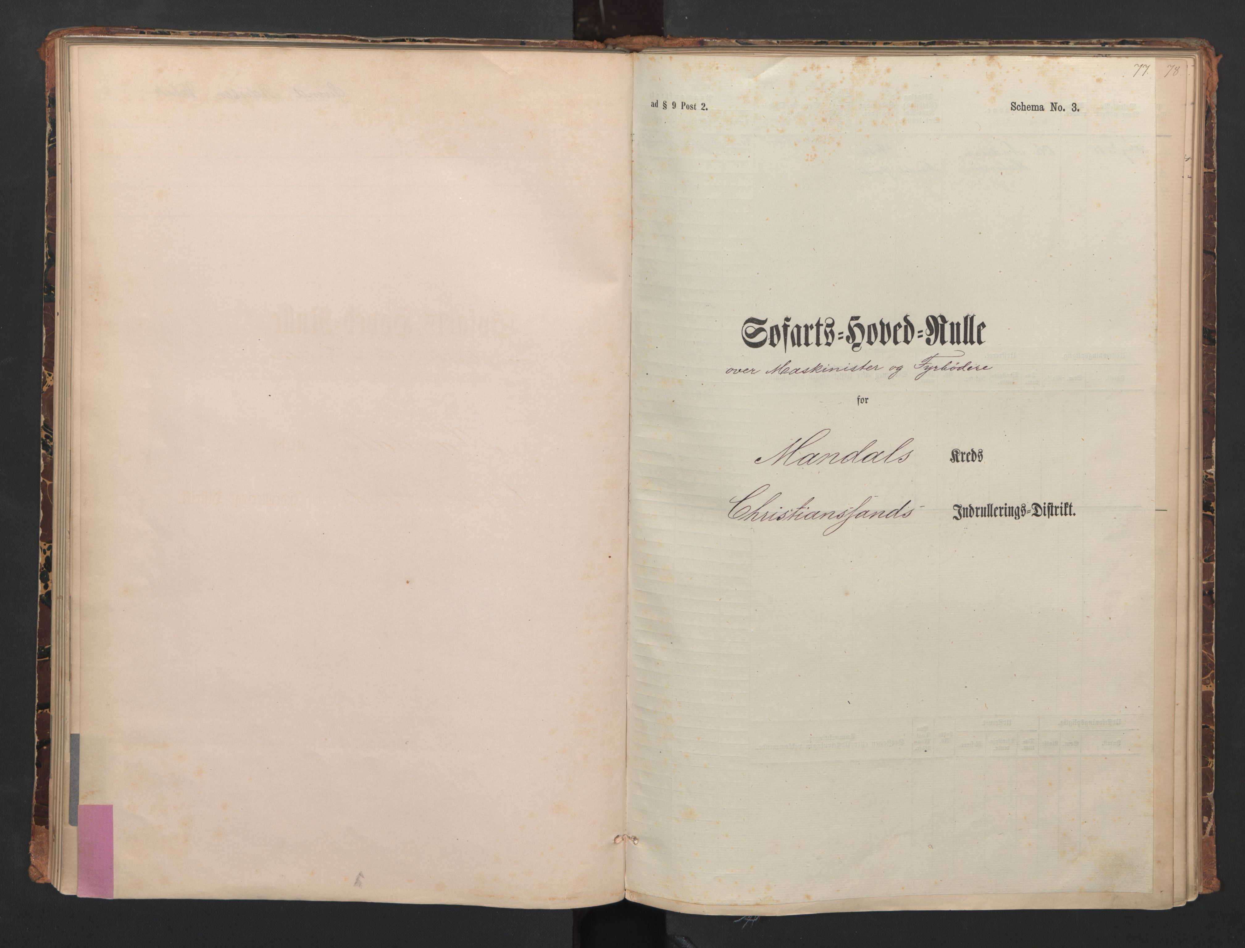 Mandal mønstringskrets, SAK/2031-0016/F/Fa/L0008: Annotasjonsrulle nr 1-3, hovedrulle nr 1-122, maskinister og fyrbøtere, med register, Y-18, 1883-1948, s. 30