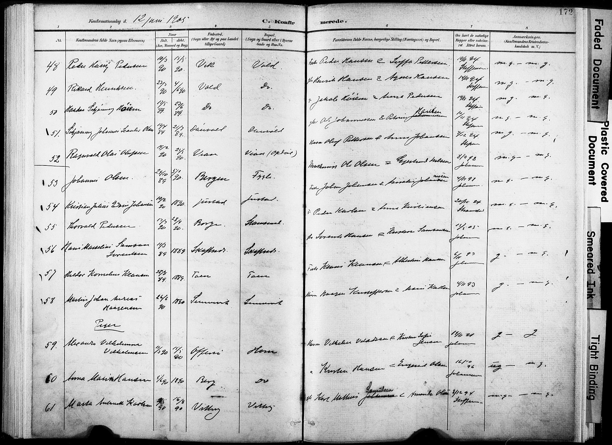 Ministerialprotokoller, klokkerbøker og fødselsregistre - Nordland, AV/SAT-A-1459/881/L1151: Ministerialbok nr. 881A04, 1899-1907, s. 172