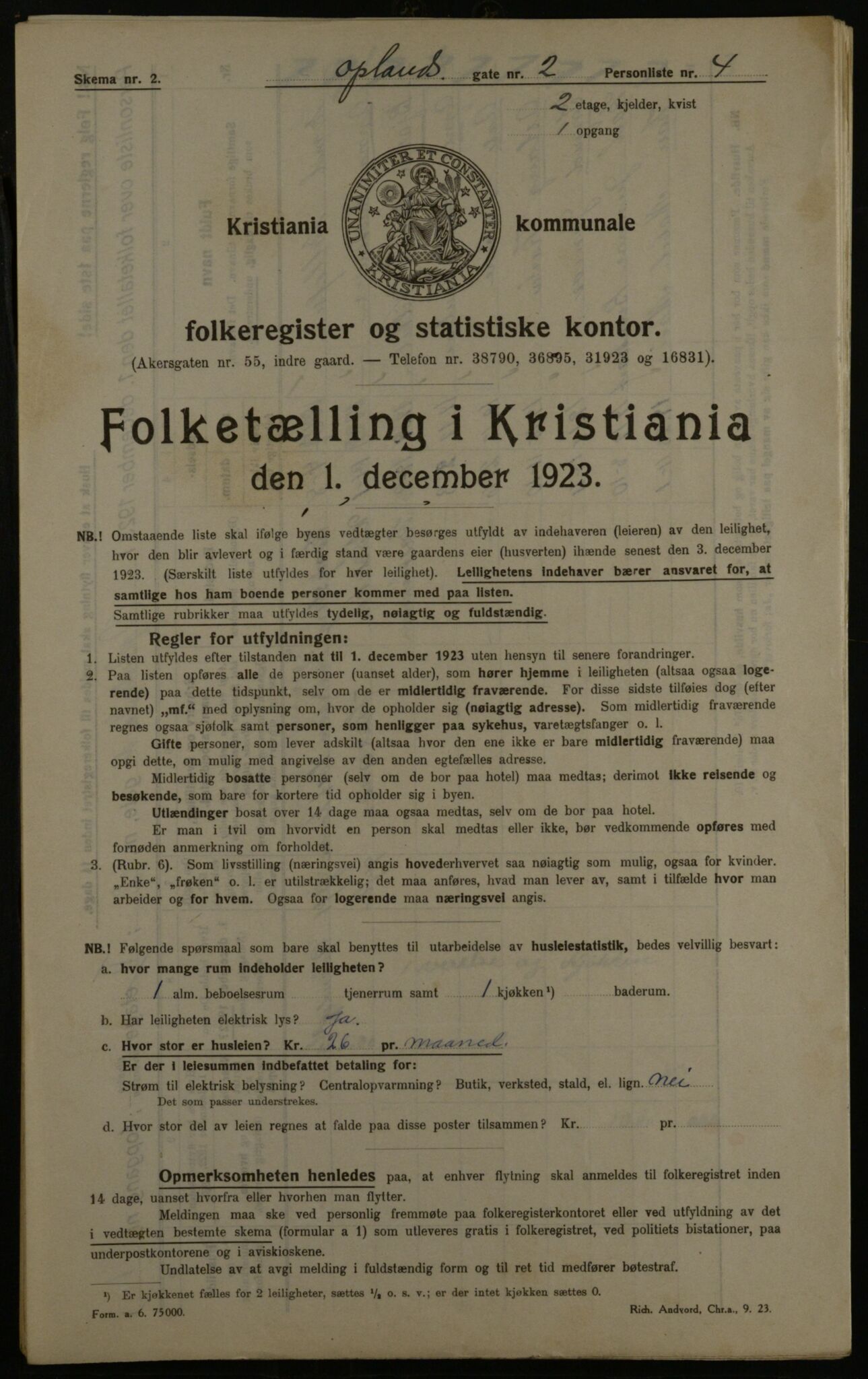 OBA, Kommunal folketelling 1.12.1923 for Kristiania, 1923, s. 83686