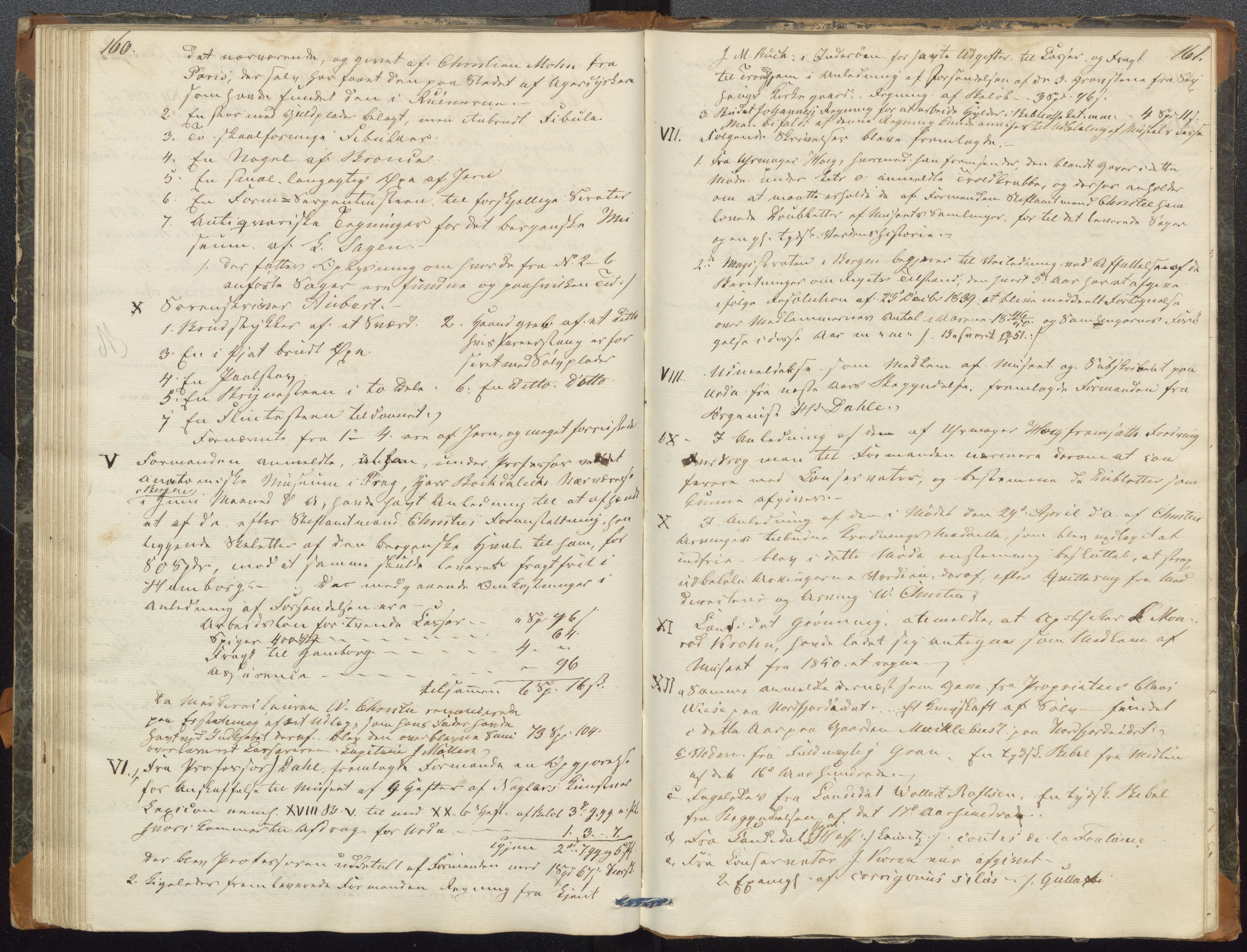 Bergens Museum, UMB/A007/A/Aa/L0005: Forhandlingsprotokoll , 1845-1851, s. 160, 161