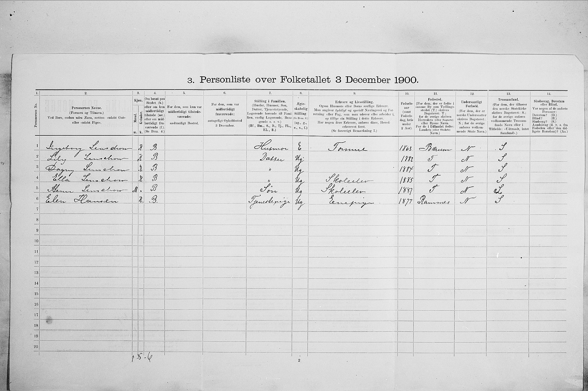 SAO, Folketelling 1900 for 0301 Kristiania kjøpstad, 1900, s. 69304