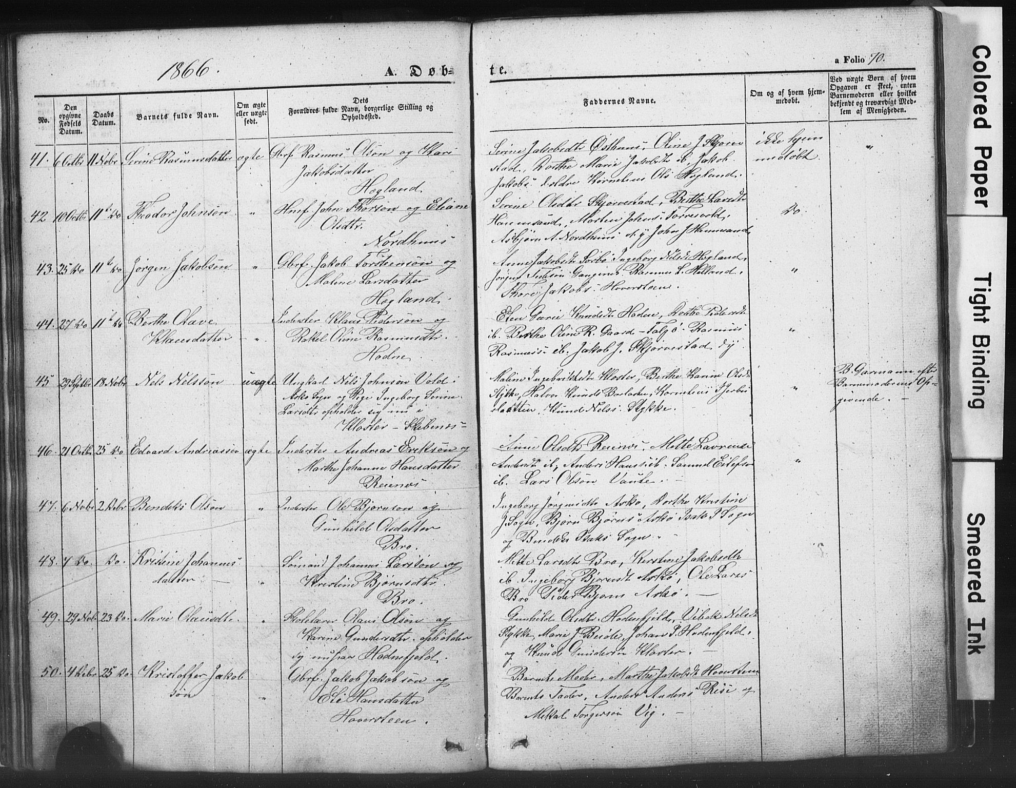Rennesøy sokneprestkontor, AV/SAST-A -101827/H/Ha/Hab/L0002: Klokkerbok nr. B 2, 1852-1880, s. 70