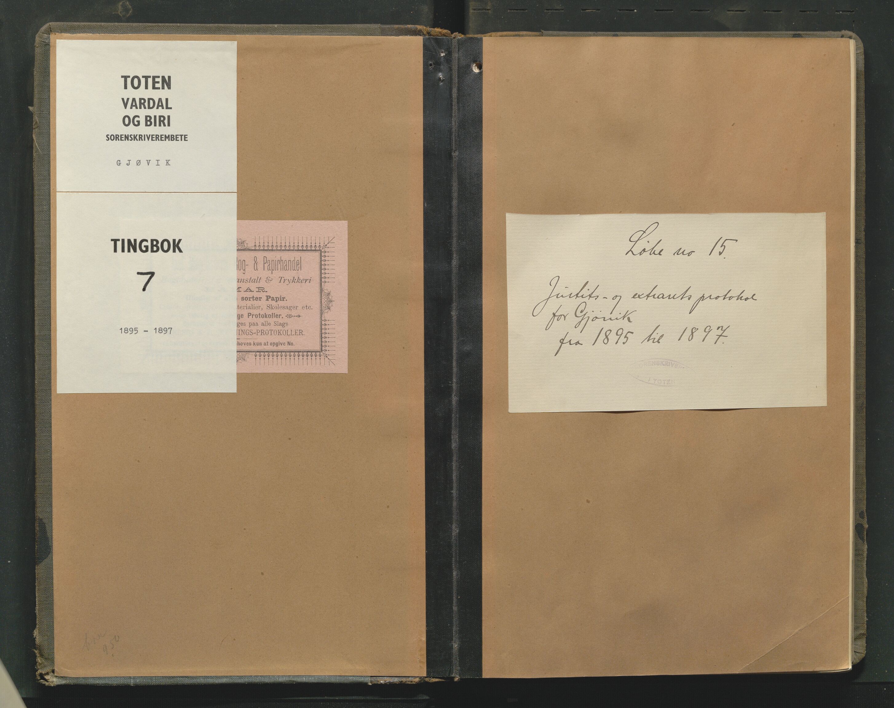 Toten tingrett, SAH/TING-006/G/Gb/Gbb/L0007: Justis- og ekstrarettsprotokoll, 1895-1897